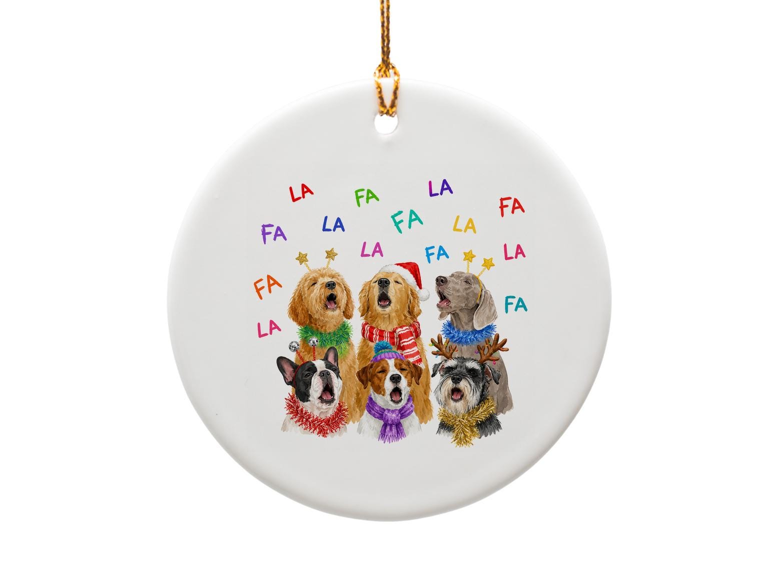 Fa La La Christmas Card Singing Dogs Holiday Greeting Card Cute Festive Pet Lover Card Funny Dog Christmas Card C1476