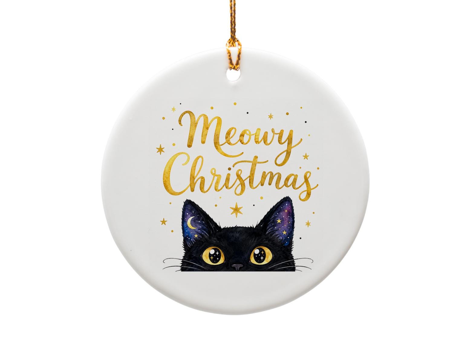 Meowy Christmas Cat Ornament Cute Holiday Decoration Black Cat Lover Gift Christmas Tree Decor Feline Festive Ornament O1490