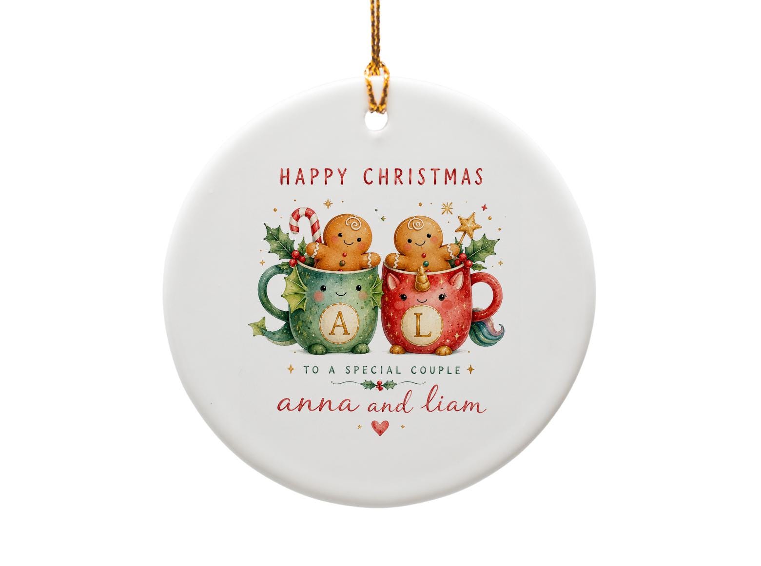 Happy Christmas To A Special Couple Personalized Ornament Gingerbread Mug Couple Christmas Decor Gift O1495