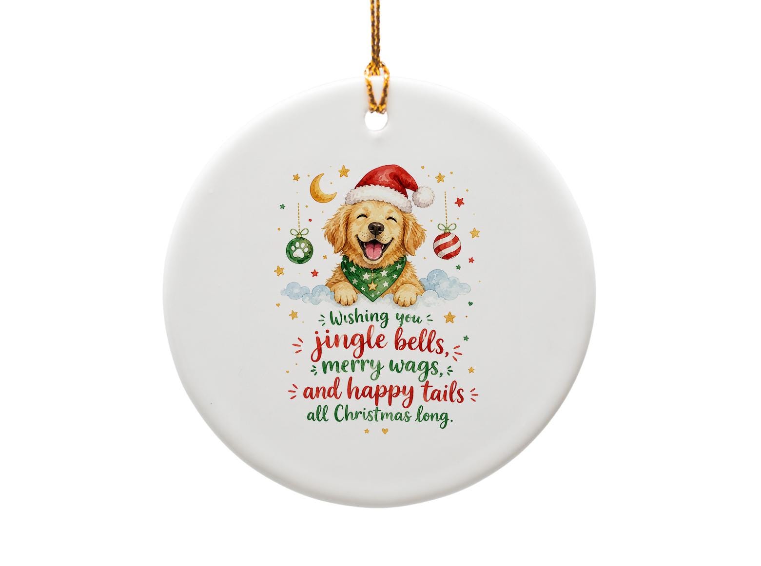 Wishing You Jingle Bells Merry Wags Happy Tails Christmas Card Cute Dog Santa Hat Holiday Greeting Card For Dog Lovers C1478
