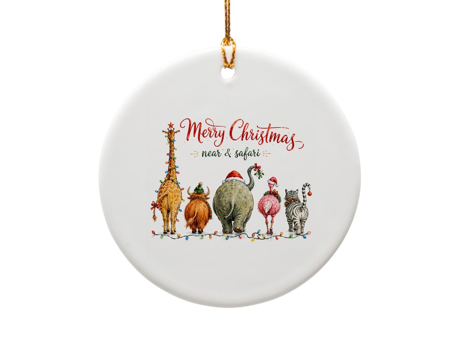 Merry Christmas Near & Safari Ornament Funny Animal Christmas Decor Giraffe Zebra Hippo Holiday Tree Decoration O1482