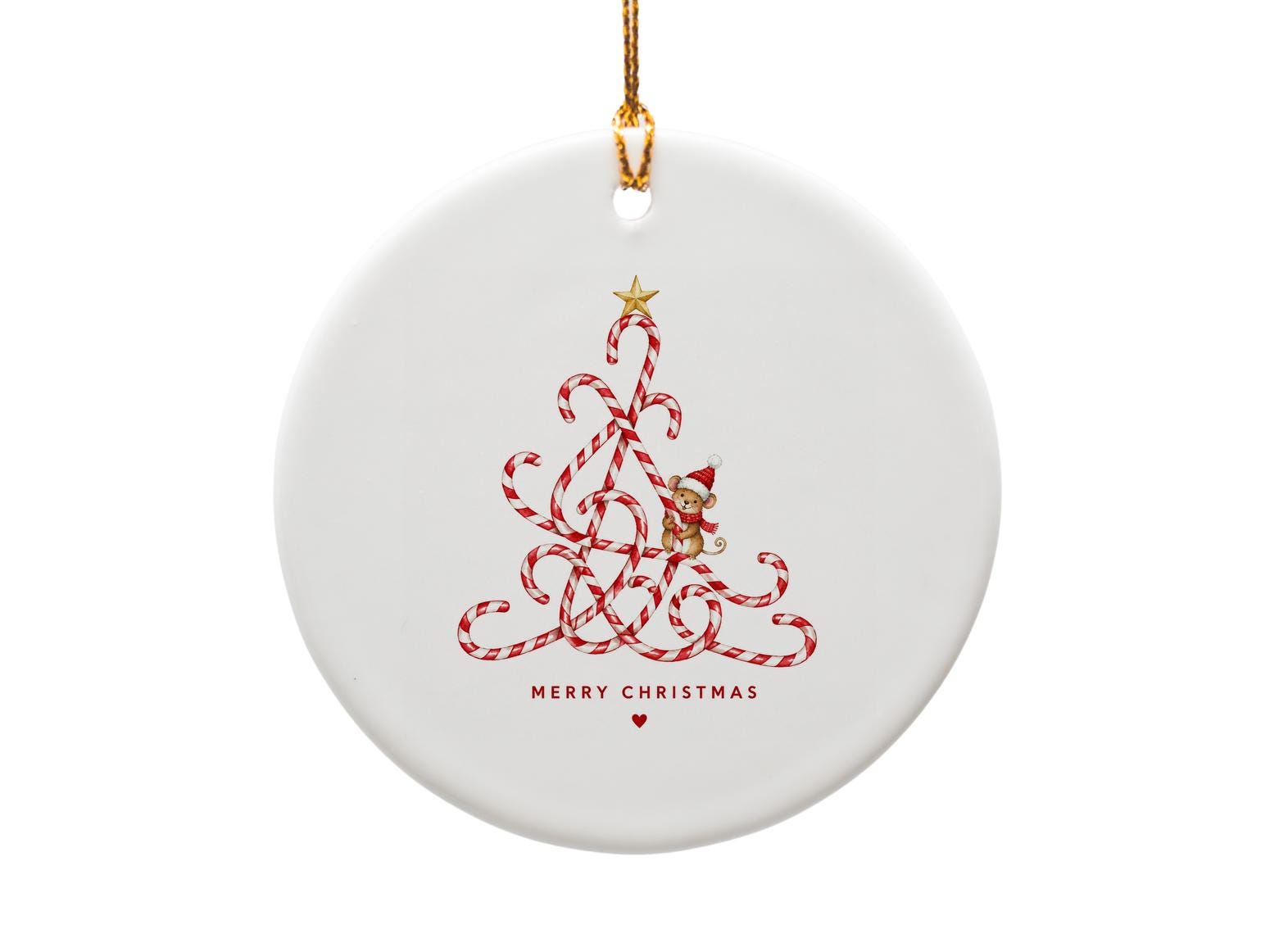 Merry Christmas Candy Cane Tree Ornament Cute Mouse Holiday Decor Christmas Tree Decoration Festive Gift Idea O1494