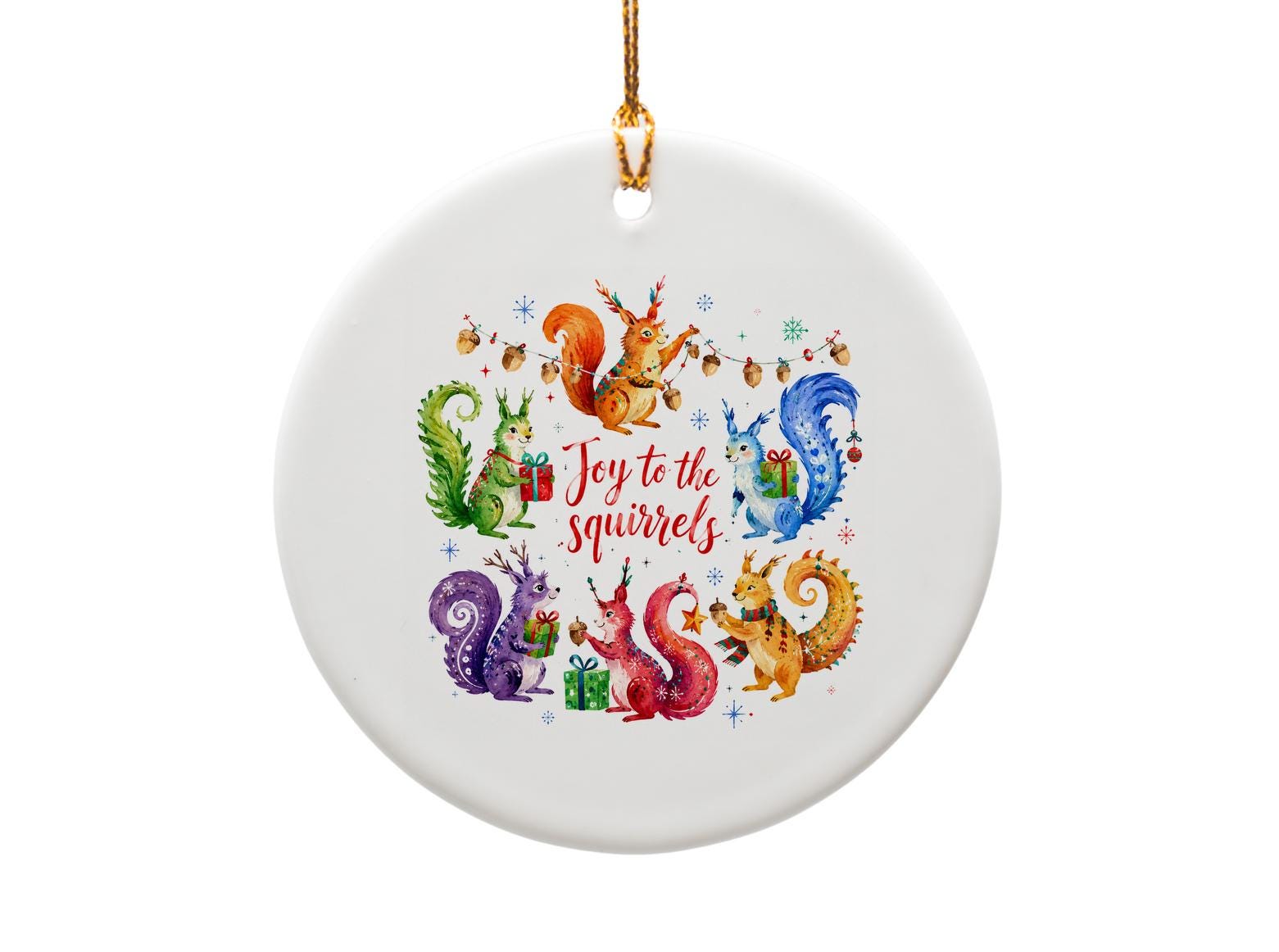 Joy To The Squirrels Christmas Ornament Festive Holiday Decor Cute Animal Lovers Gift Squirrel Decoration O1501