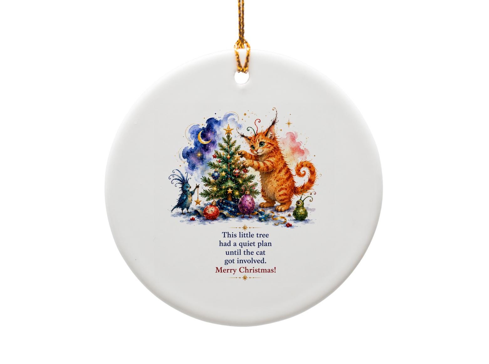 This Little Tree Had A Quiet Plan Until The Cat Got Involved Christmas Ornament Cute Cat Holiday Decor Gift O1507