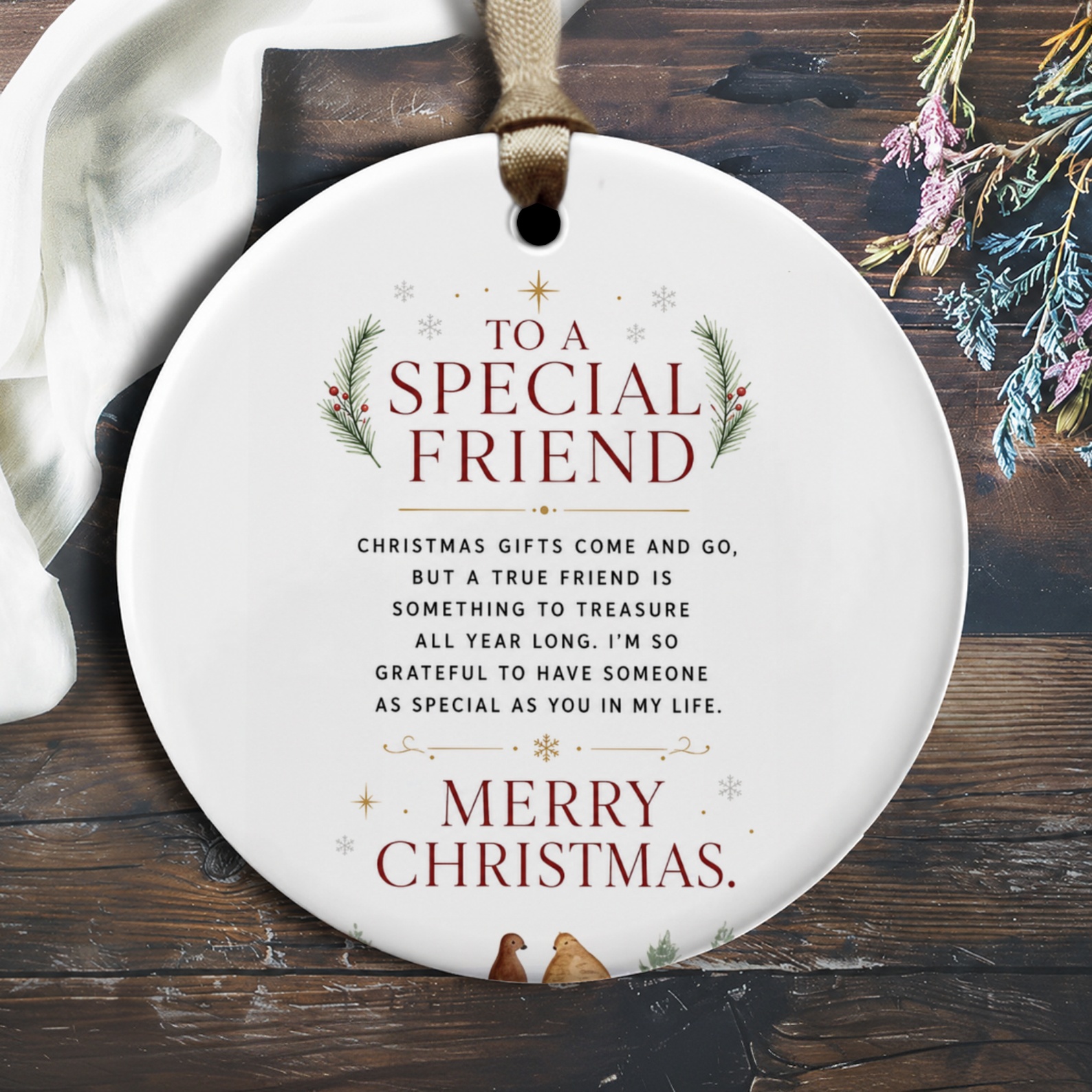 To A Special Friend Merry Christmas Ornament Holiday Decoration Gift For Friend Festive Keepsake Xmas Tree Decor O2041