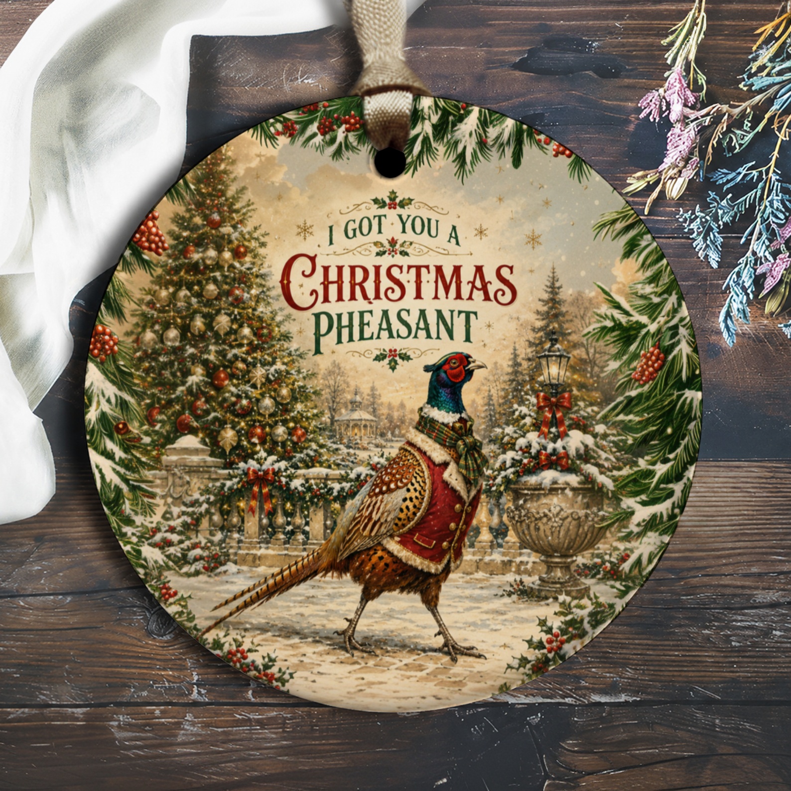 I Got You A Christmas Pheasant Ornament Festive Holiday Decor Pheasant Lover Christmas Tree Decoration Vintage Style O2043