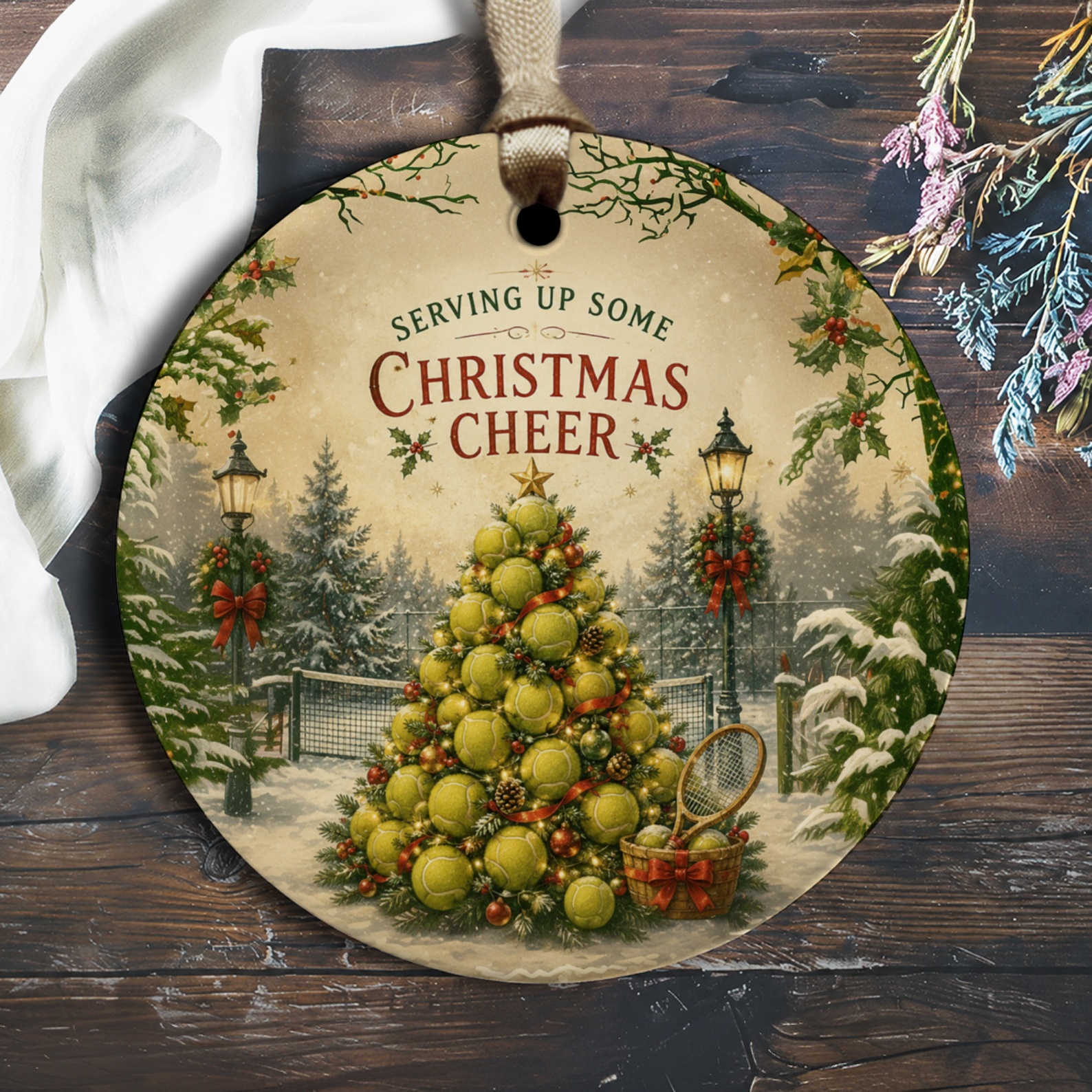 Serving Up Some Christmas Cheer Tennis Themed Ornament Holiday Decor Sports Lover Christmas Tree Decoration Gift O2044