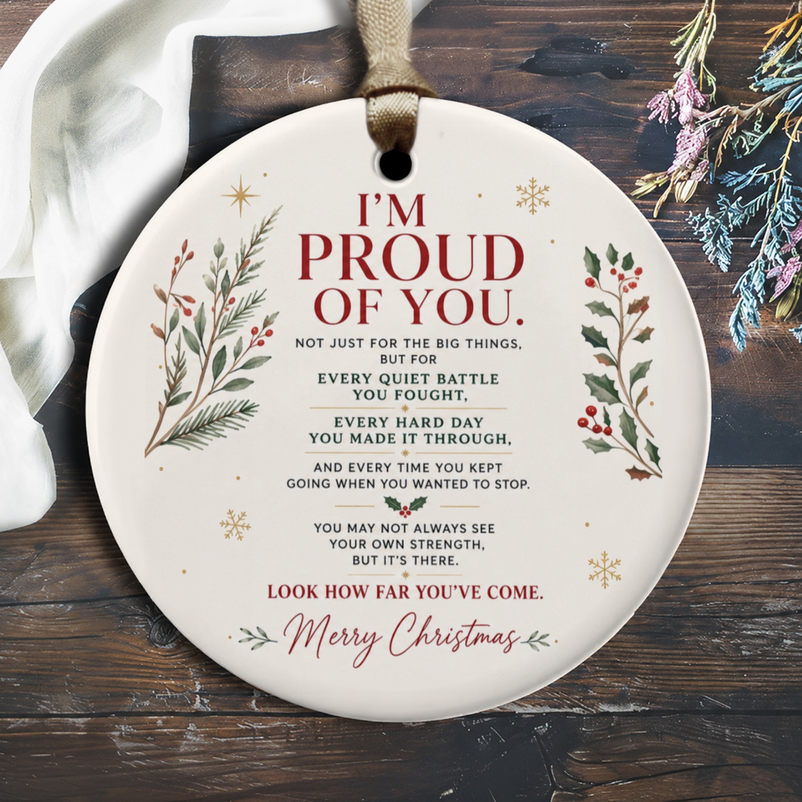 I'm Proud Of You Christmas Ornament Inspirational Holiday Decor Merry Christmas Gift Motivational Keepsake O2076