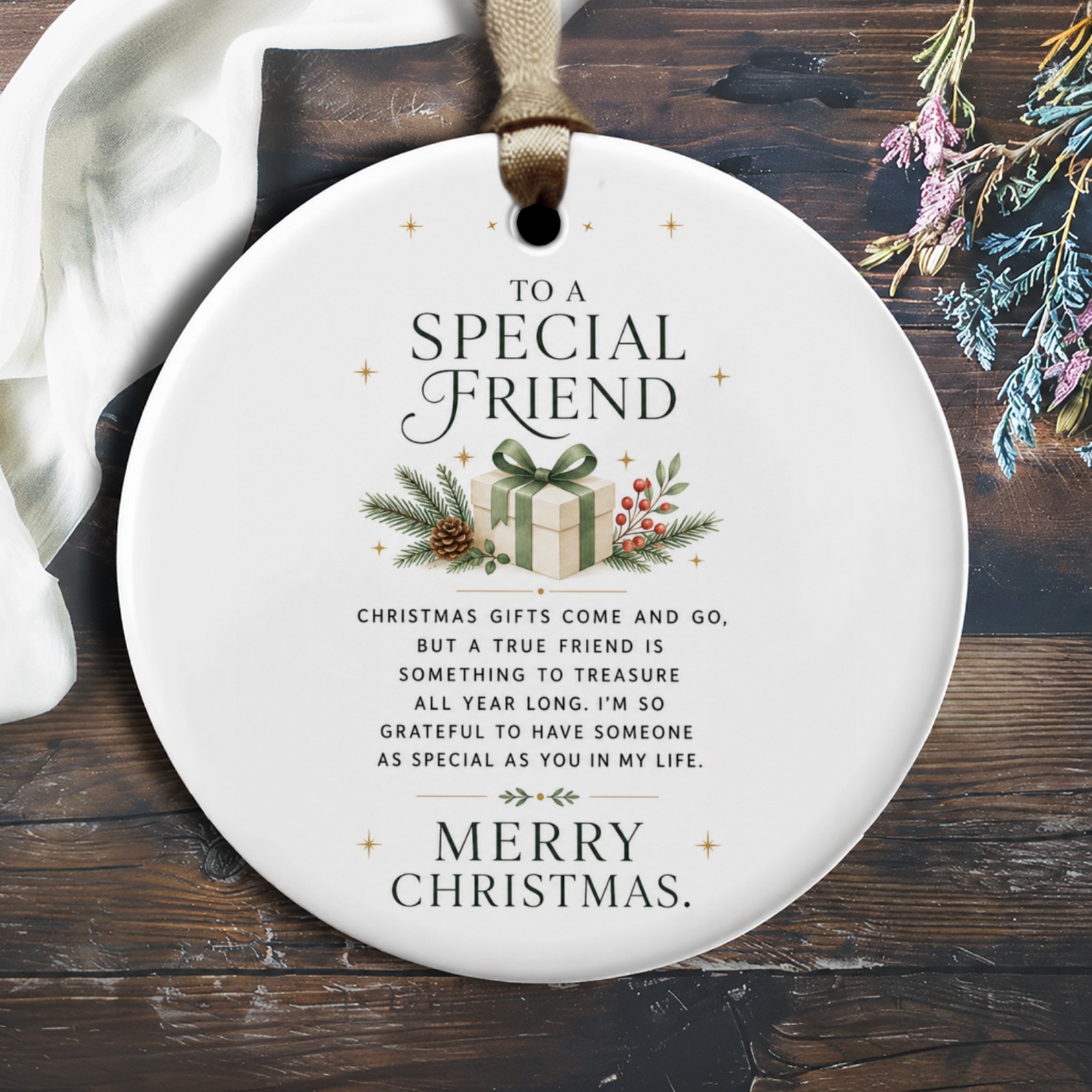 To A Special Friend Christmas Ornament Merry Christmas Gift Keepsake Holiday Decor Friendship Ornament O2101