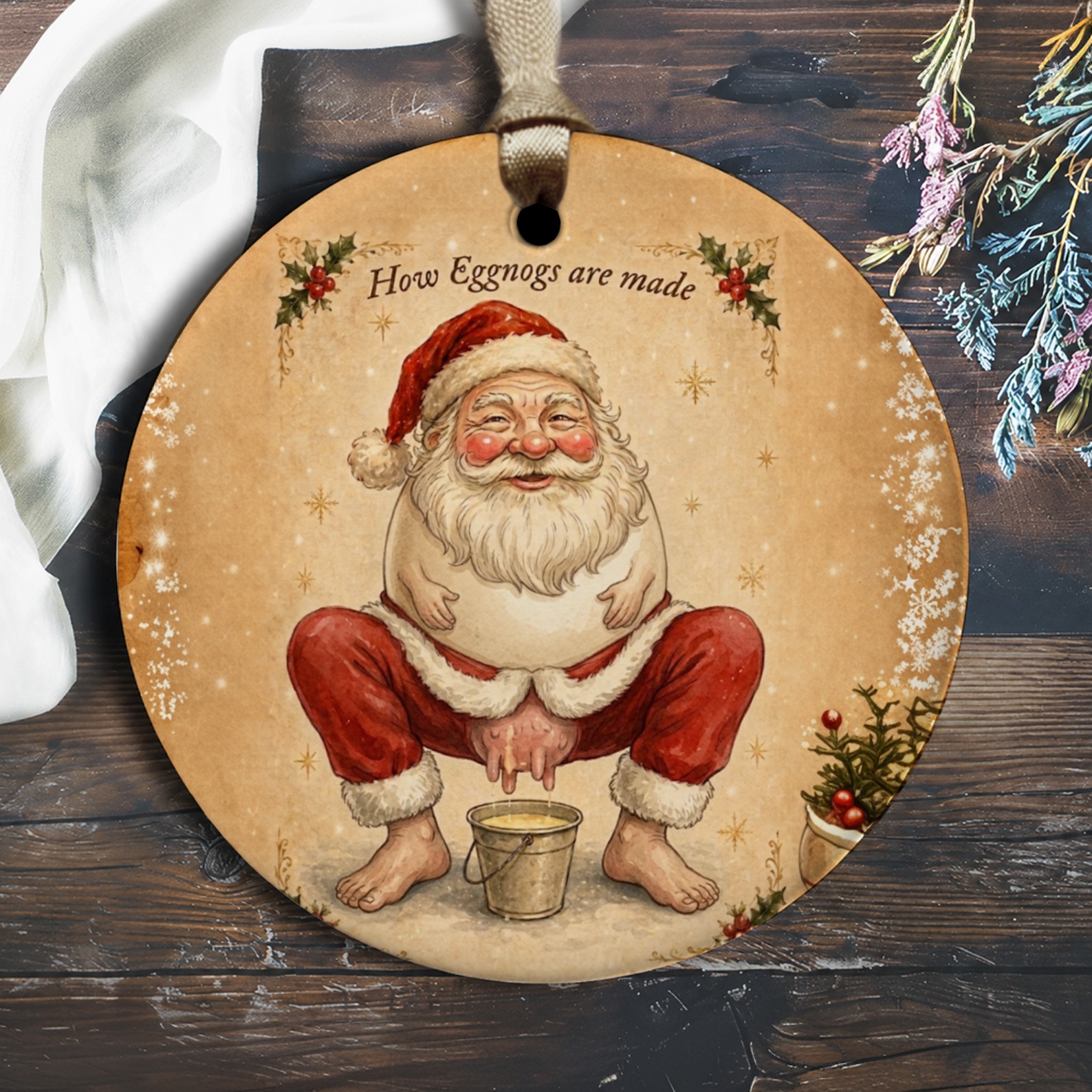 How Eggnogs Are Made Funny Santa Ornament Christmas Decor Holiday Gift For Him Her Festive Tree Decoration O2111