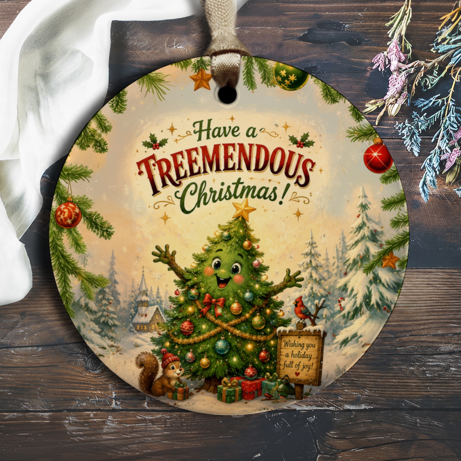 Have A Treemendous Christmas Ornament Cute Holiday Tree Decoration Festive Xmas Decor Gift Idea For Tree Lovers O2119