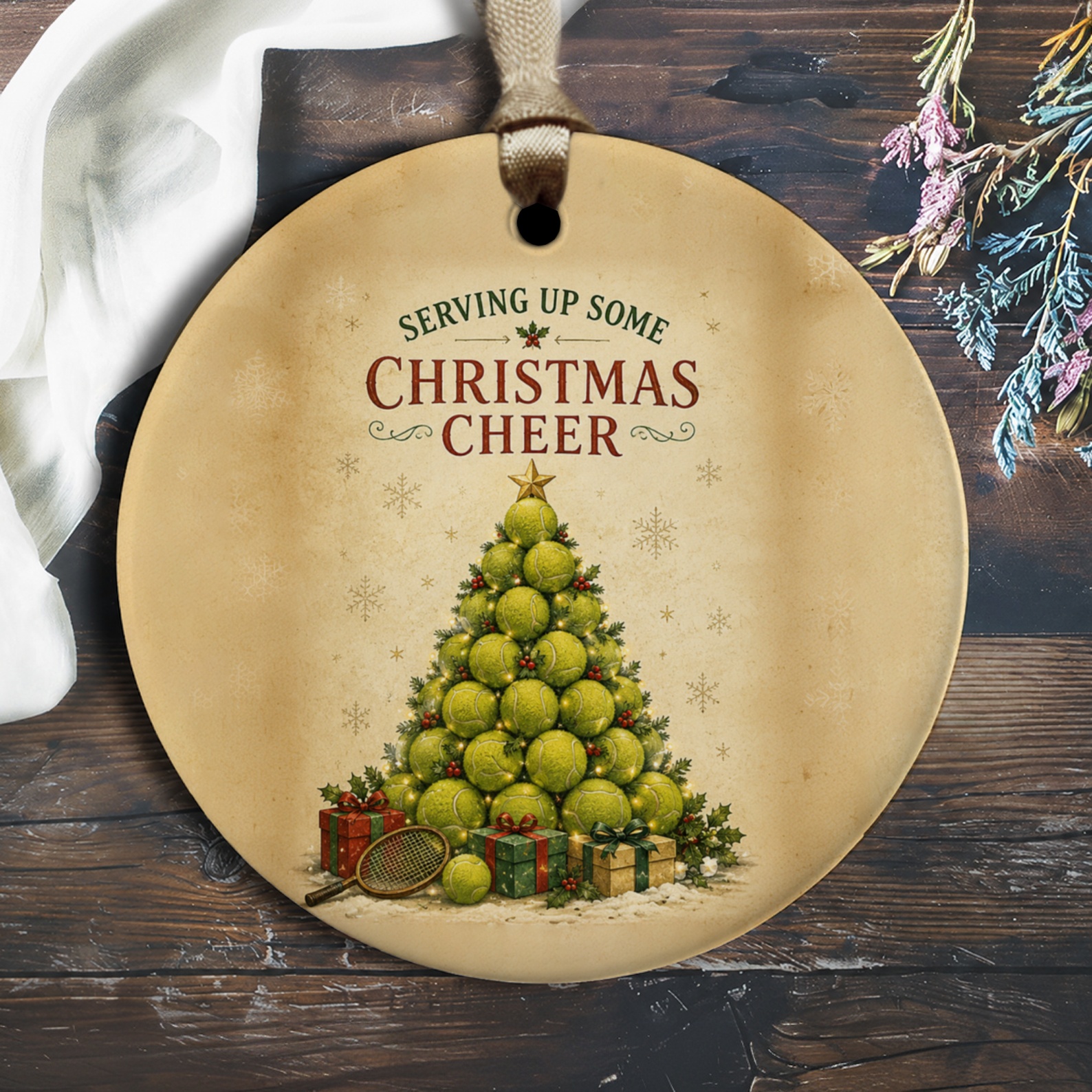 Serving Up Some Christmas Cheer Tennis Ball Tree Ornament Holiday Decor Sports Lover Gift Festive Christmas Ornament O2120