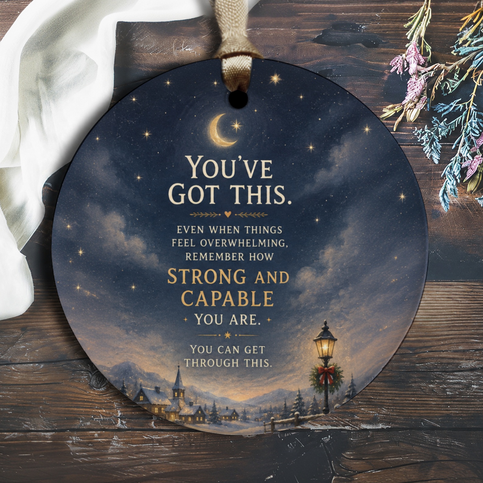 You've Got This Motivational Ornament Night Sky Stars Crescent Moon Inspirational Gift Strong Capable Encouragement Decor O2056