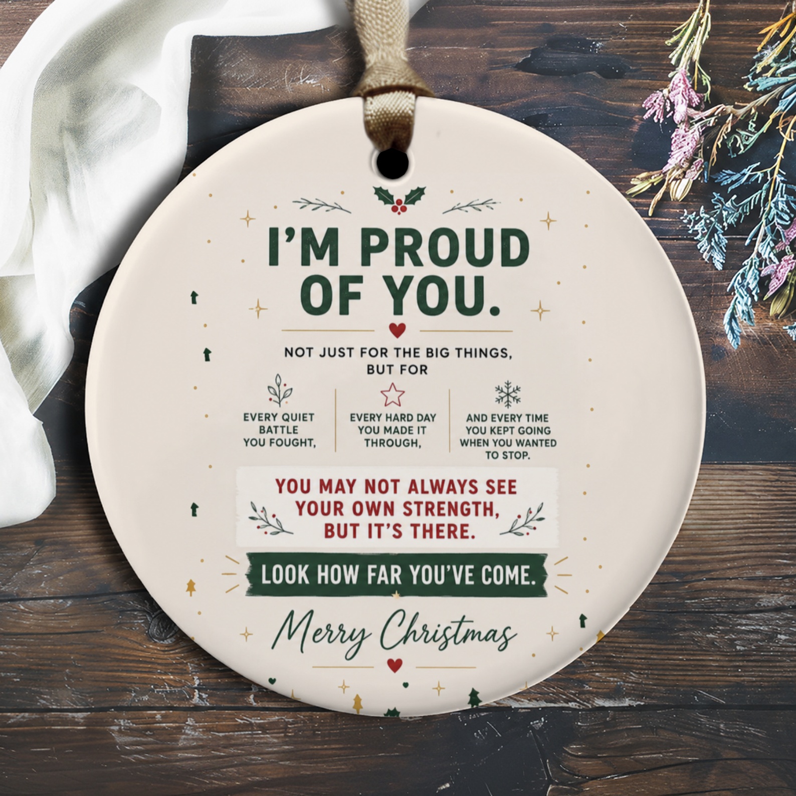 I'm Proud Of You Inspirational Christmas Ornament Holiday Decor Motivational Gift Keepsake Merry Christmas Ornament O2155