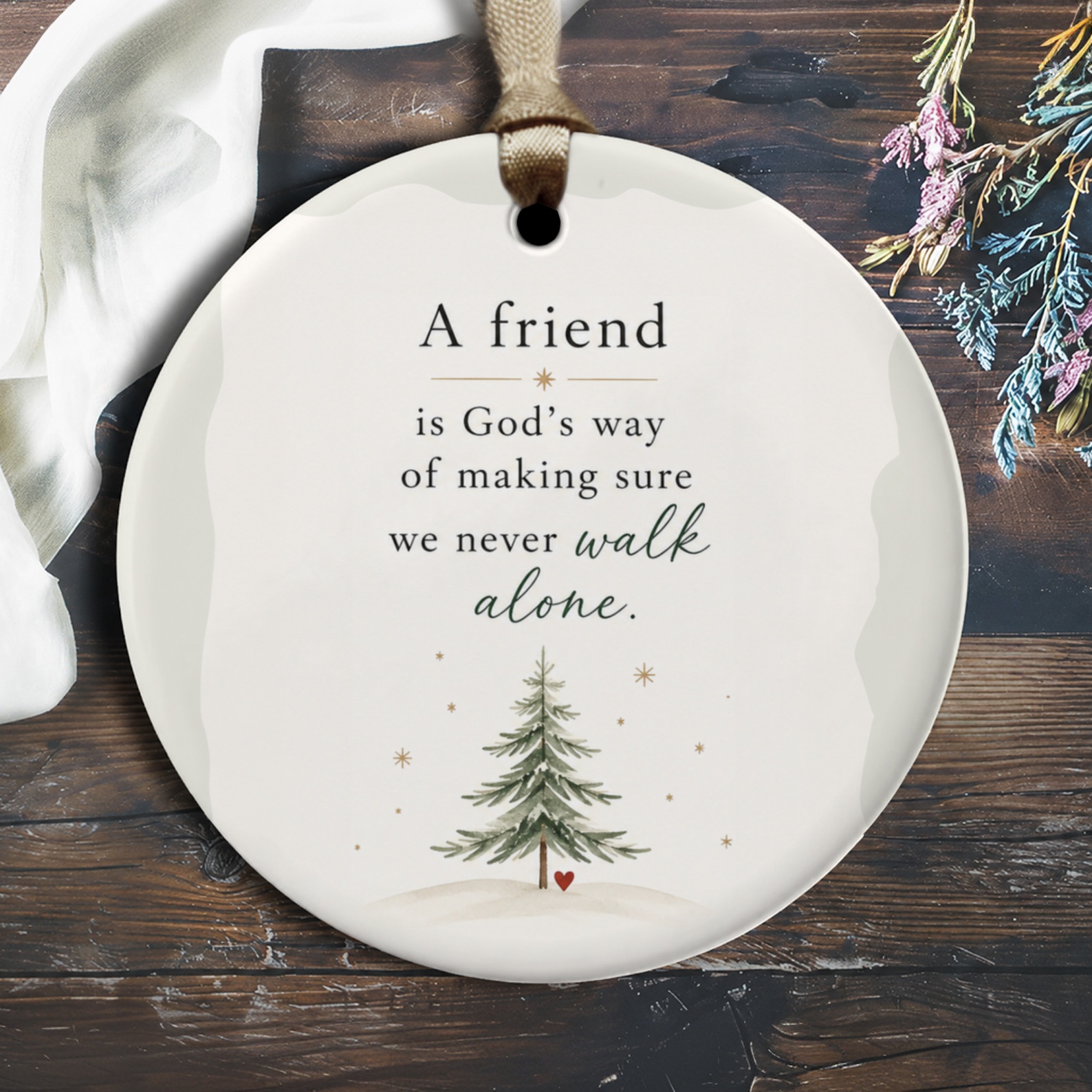 A Friend Is God's Way Ornament Friendship Gift Christmas Tree Heart Keepsake For Best Friend Inspirational Quote Decoration O2177