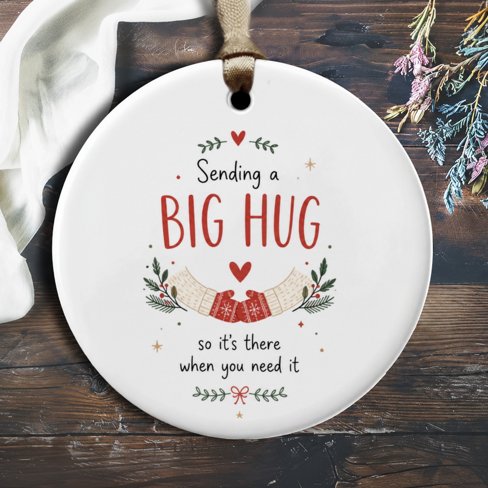 Sending A Big Hug Ornament Comfort And Support Gift Cute Mittens Heartwarming Keepsake For Friends Family O2096
