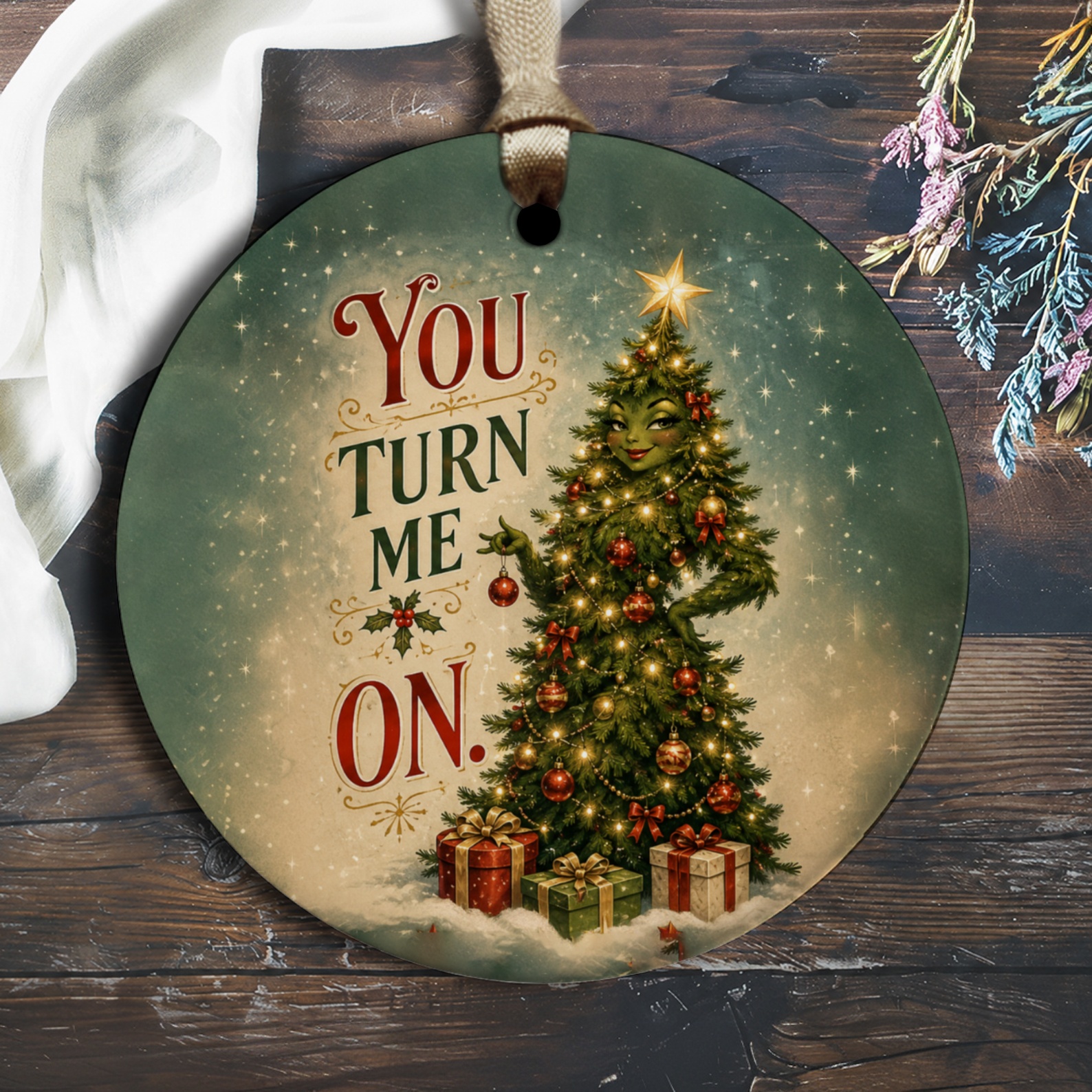 You Turn Me On Christmas Ornament Funny Holiday Decor Tree Decoration Gift Idea Festive Home Decor Xmas Ornament O2118