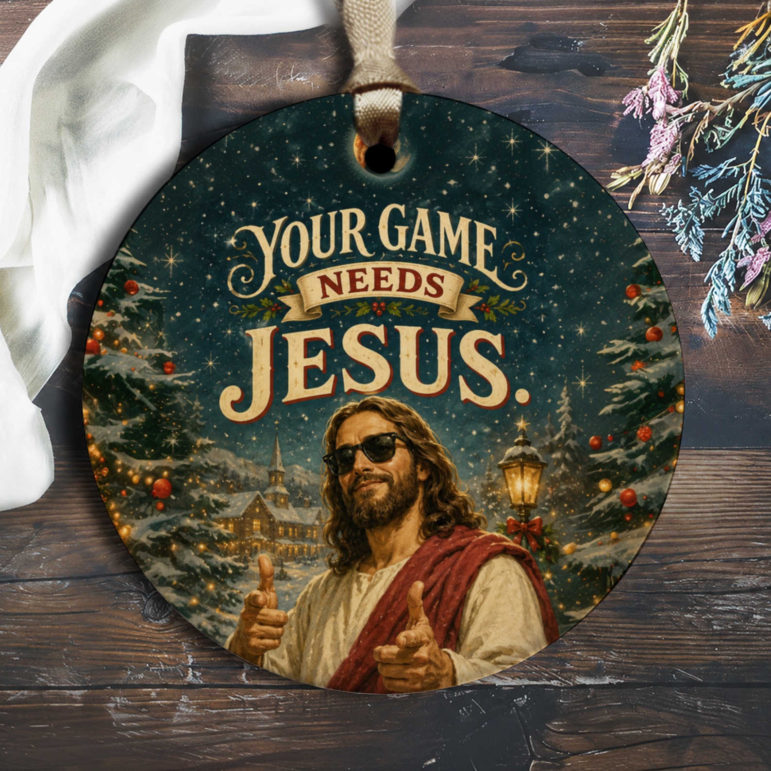 Your Game Needs Jesus Christmas Ornament Funny Holiday Decor Religious Xmas Tree Decoration Gift O2132
