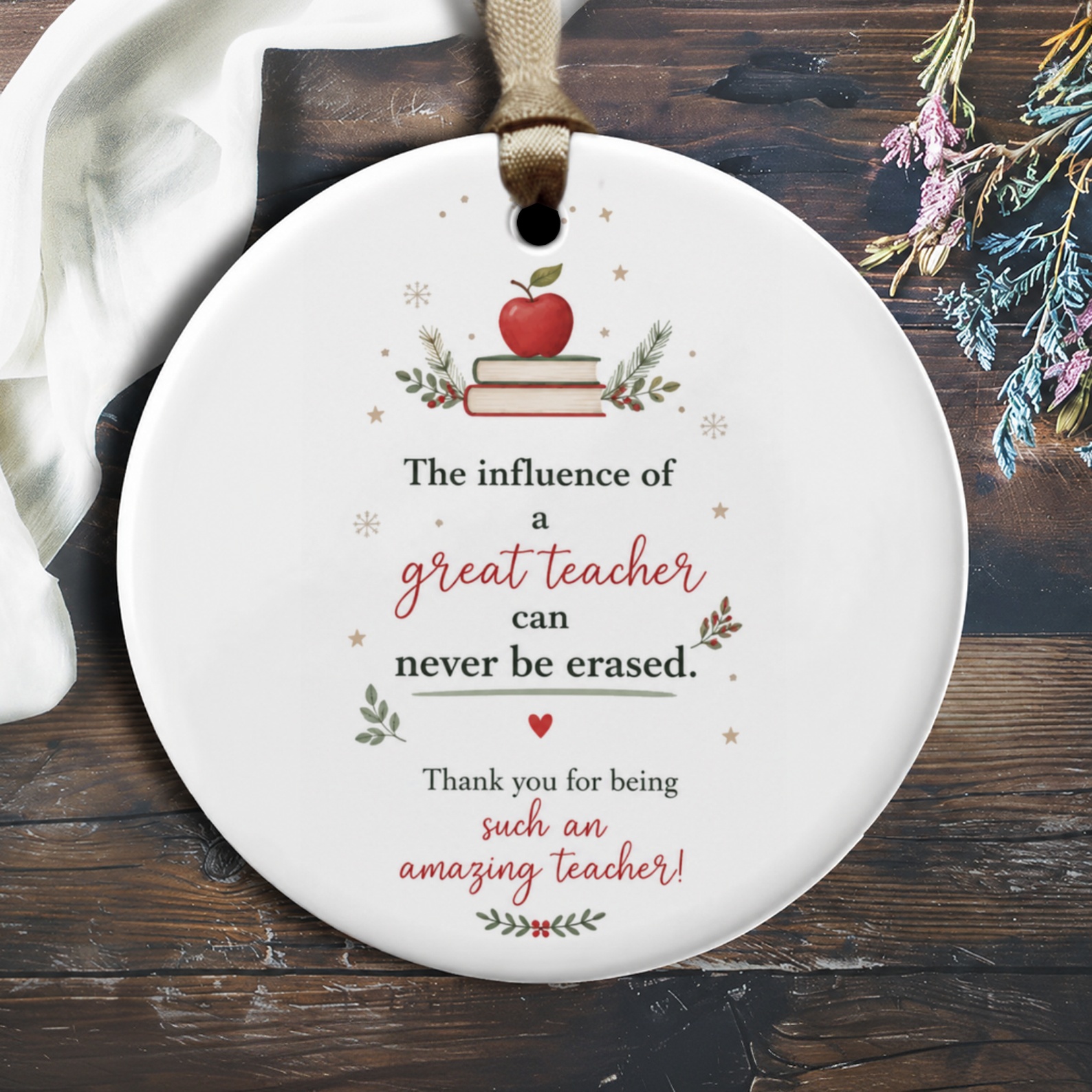 The Influence Of A Great Teacher Ornament Teacher Appreciation Gift Thank You Keepsake For Amazing Educator Classroom Decor O2134