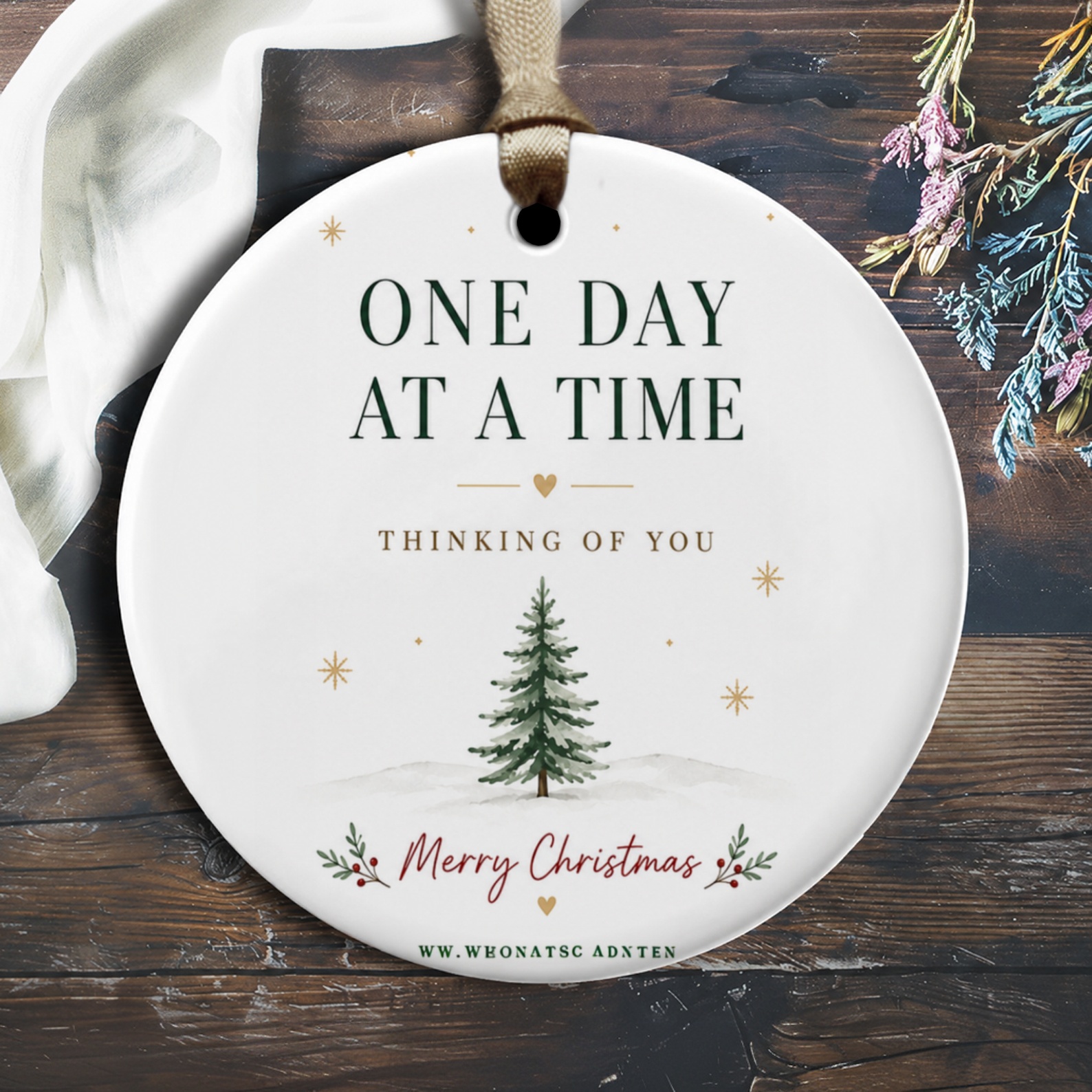 One Day At A Time Thinking Of You Merry Christmas Ornament Holiday Decor Tree Decoration Festive Gift Idea Seasonal Home Accent O2216