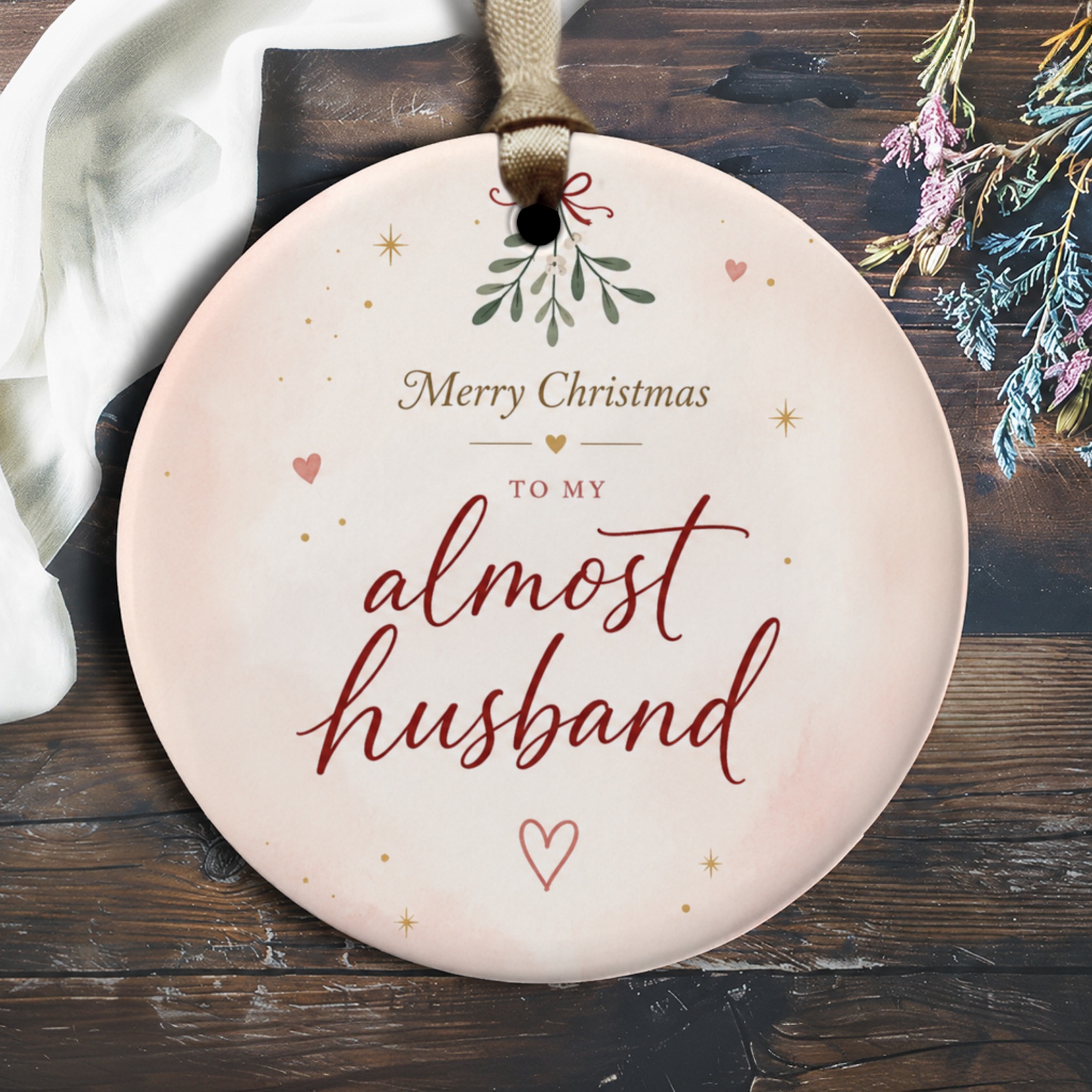 Merry Christmas To My Almost Husband Ornament Romantic Christmas Ornament For Fiance Holiday Decor Engagement Gift O2223