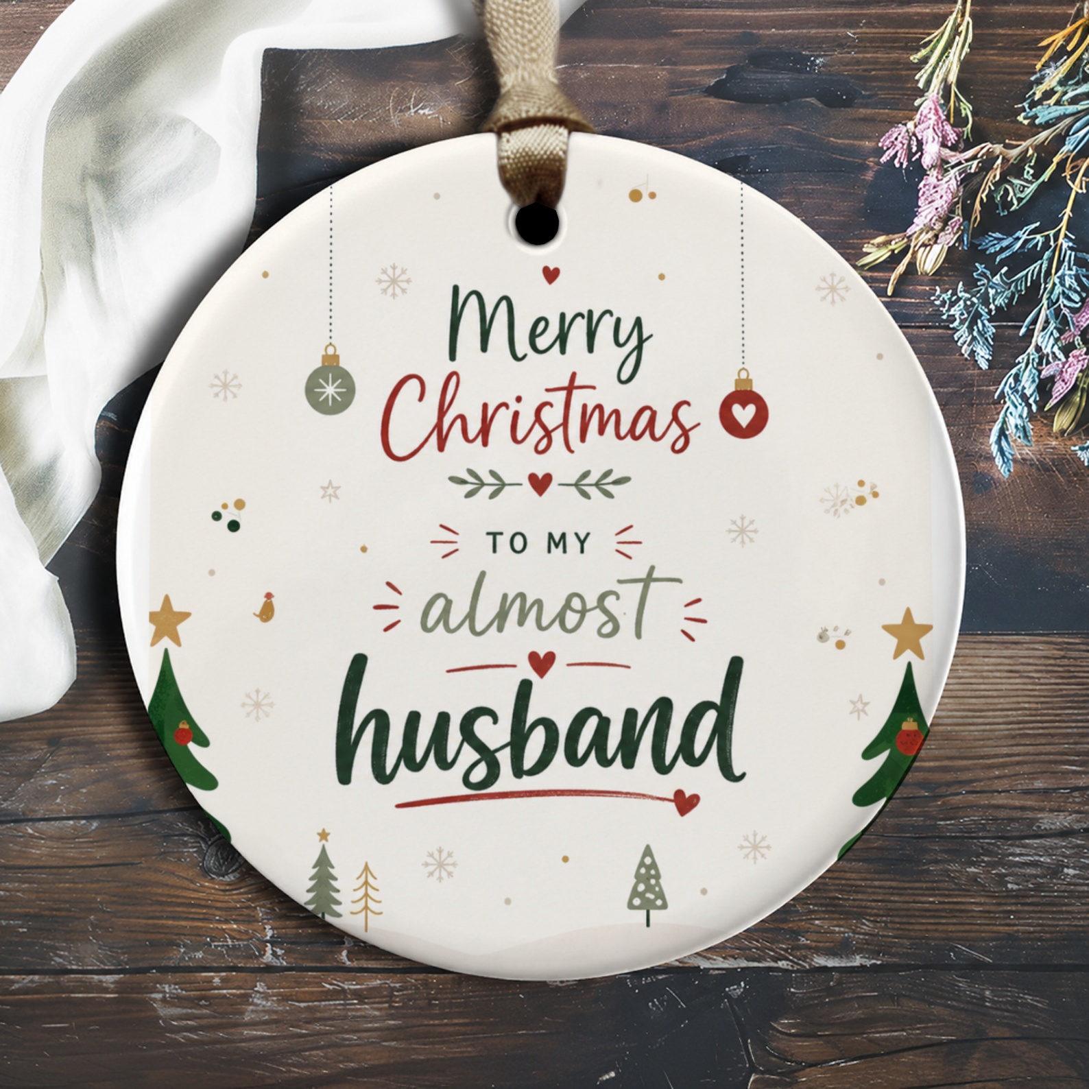 Merry Christmas To My Almost Husband Ornament Festive Holiday Decoration For Fiance Cute Christmas Gift Idea O2226