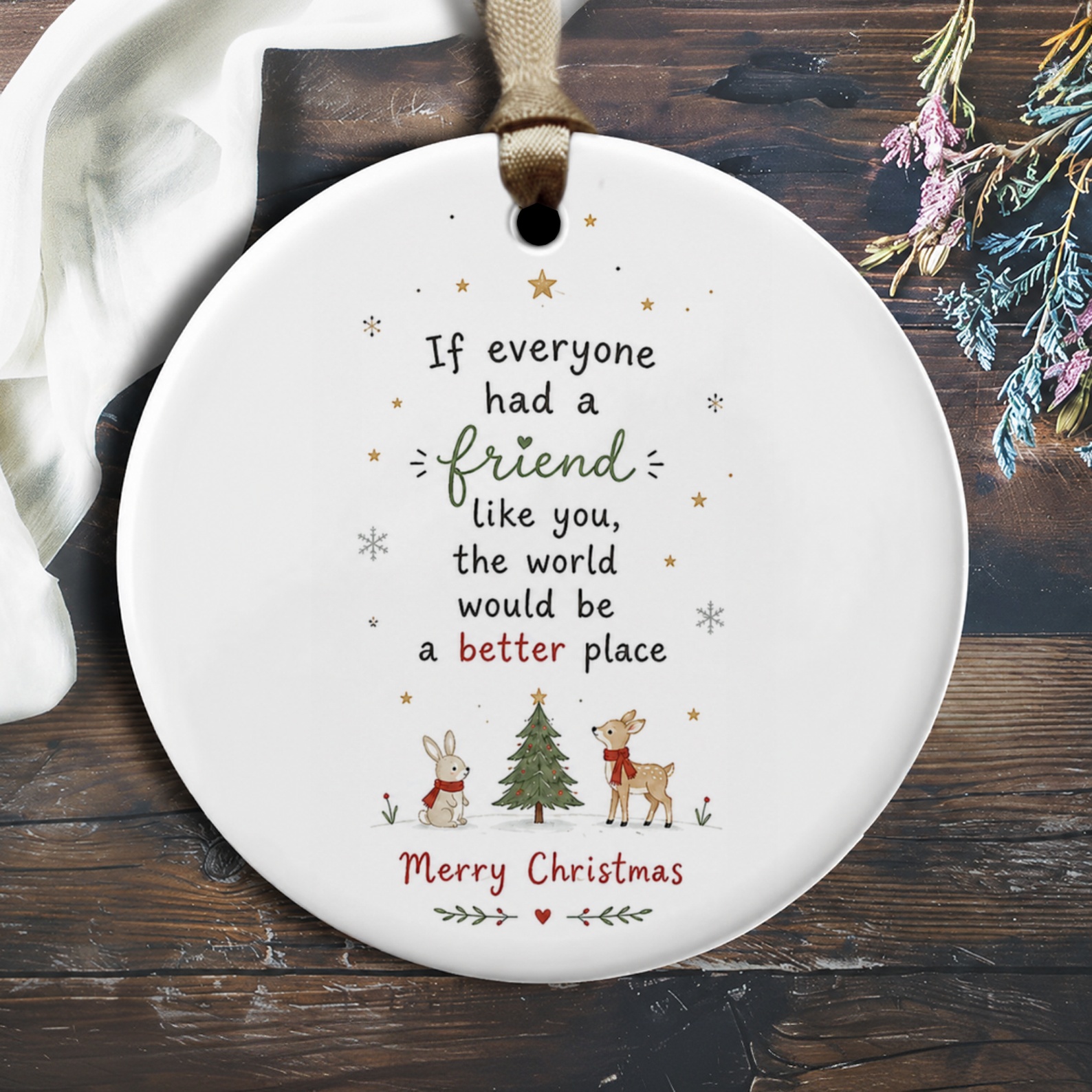 If Everyone Had A Friend Like You Christmas Ornament Cute Holiday Decor Merry Christmas Gift For Friend With Animals And Tree O2228