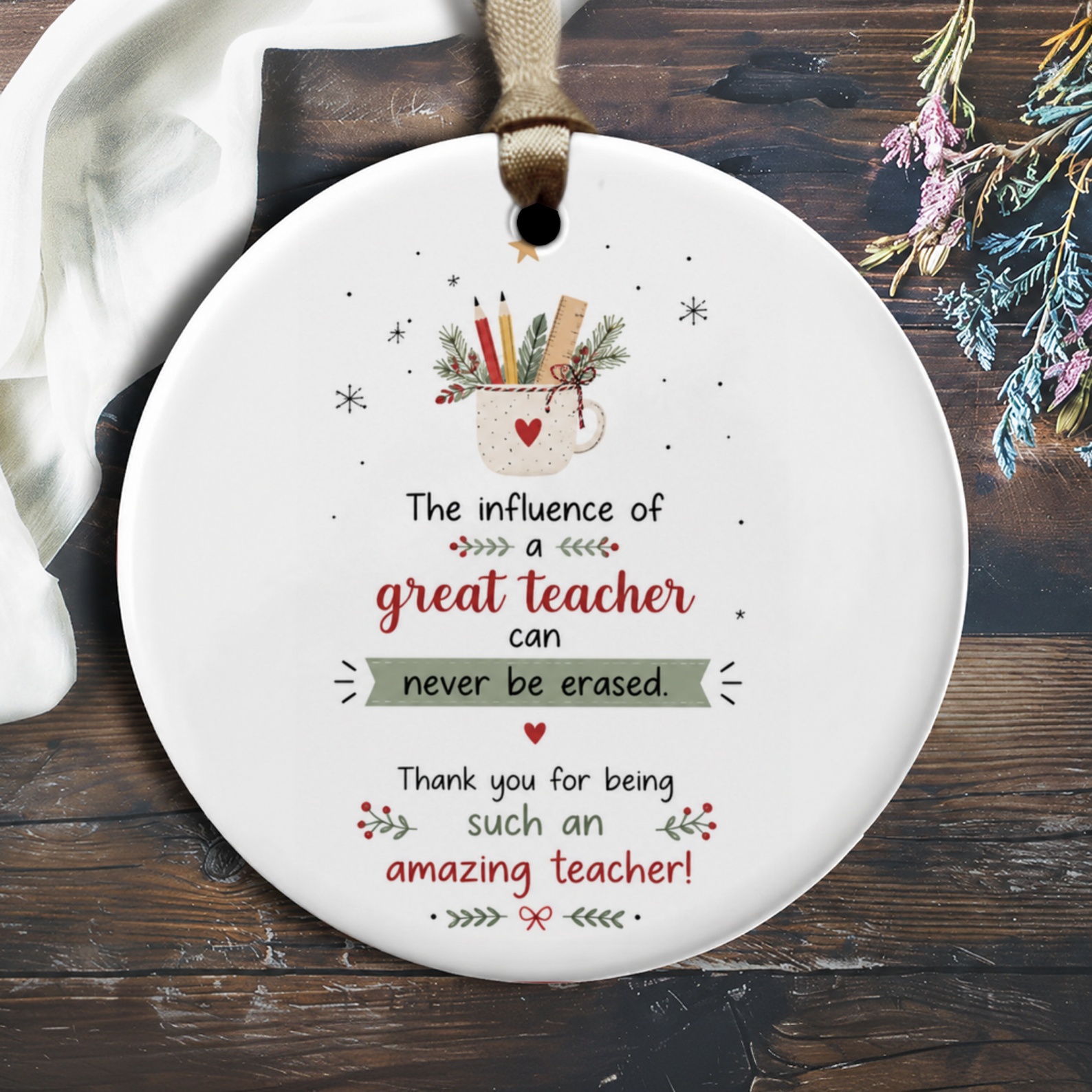 The Influence Of A Great Teacher Ornament Teacher Appreciation Gift Amazing Teacher Thank You Keepsake O2140