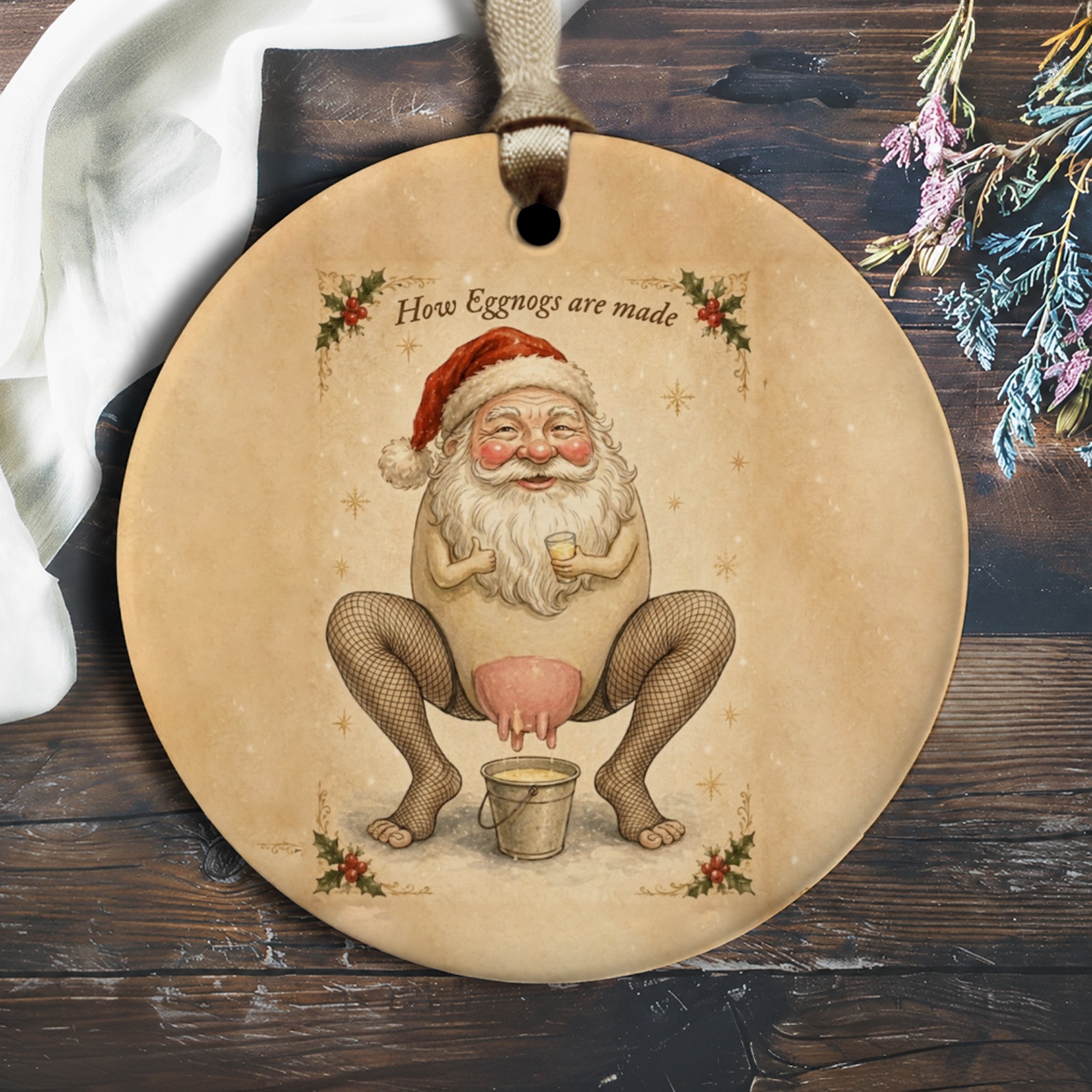 How Eggnogs Are Made Funny Christmas Ornament Santa Holiday Decor Unique Gift Idea O2150