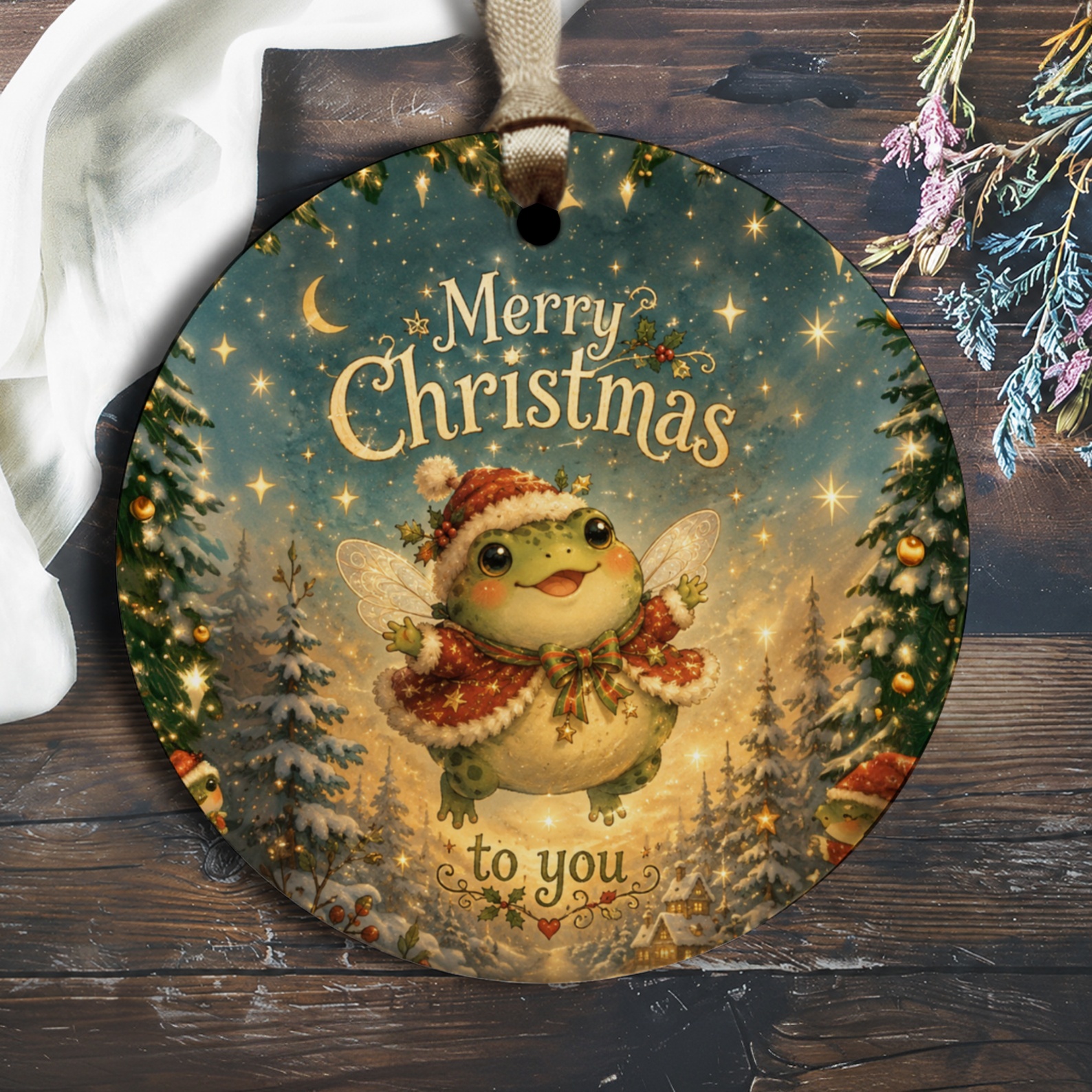 Merry Christmas To You Cute Frog Ornament Christmas Tree Decoration Holiday Decor Festive Gift Idea O2151