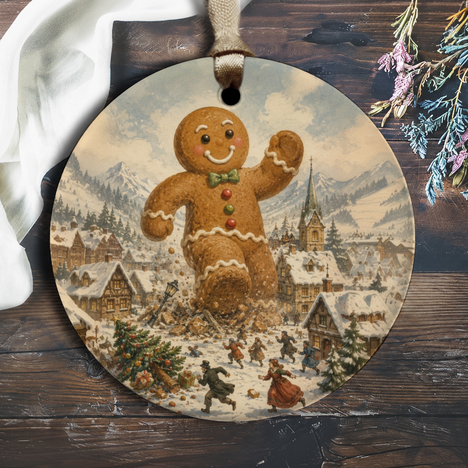 Gingerbread Man Christmas Ornament Winter Village Scene Holiday Decor Cute Festive Ornament For Tree Christmas Gift Idea O2160