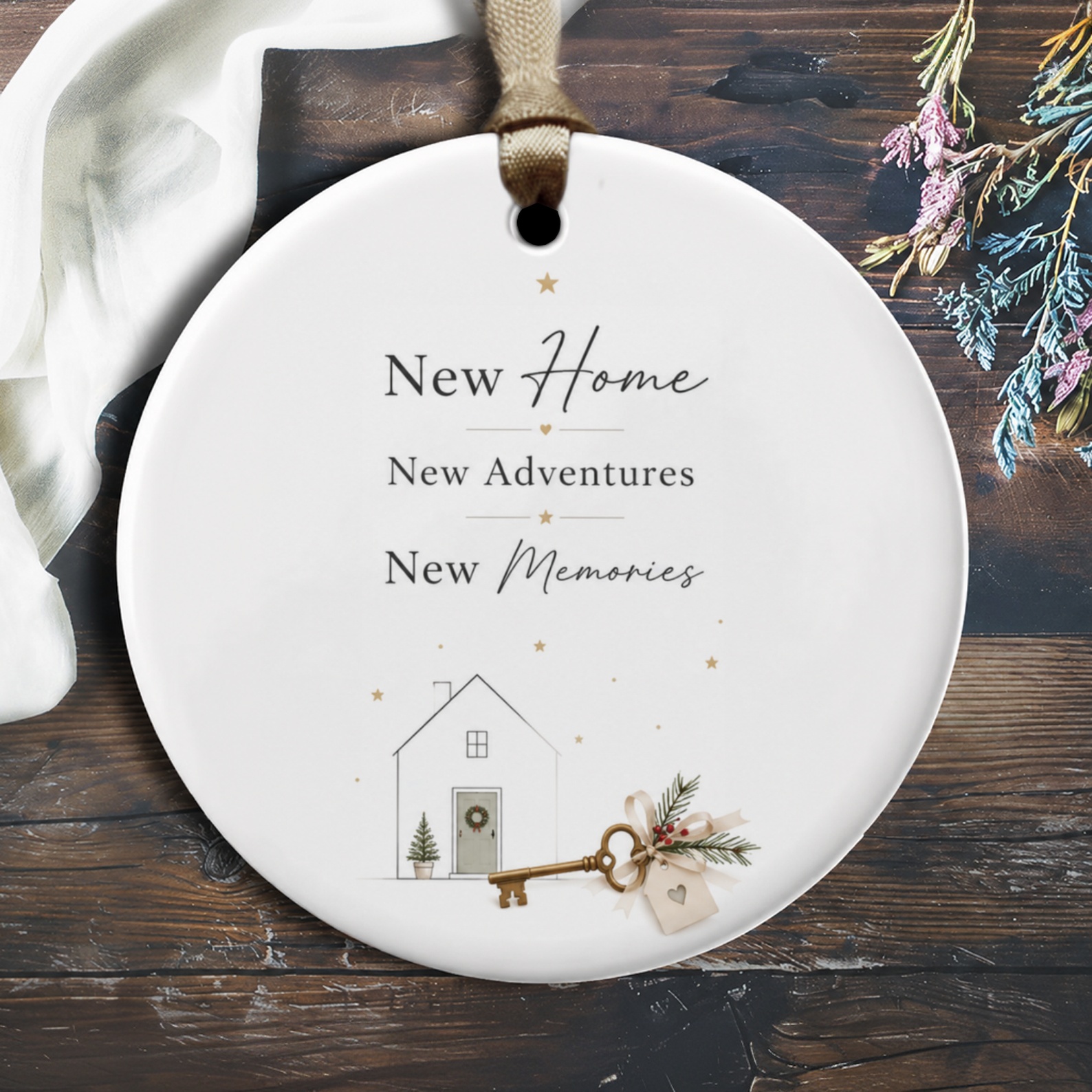 New Home New Adventures New Memories Ornament Housewarming Gift New Homeowner Keepsake Holiday Decor Key O2172