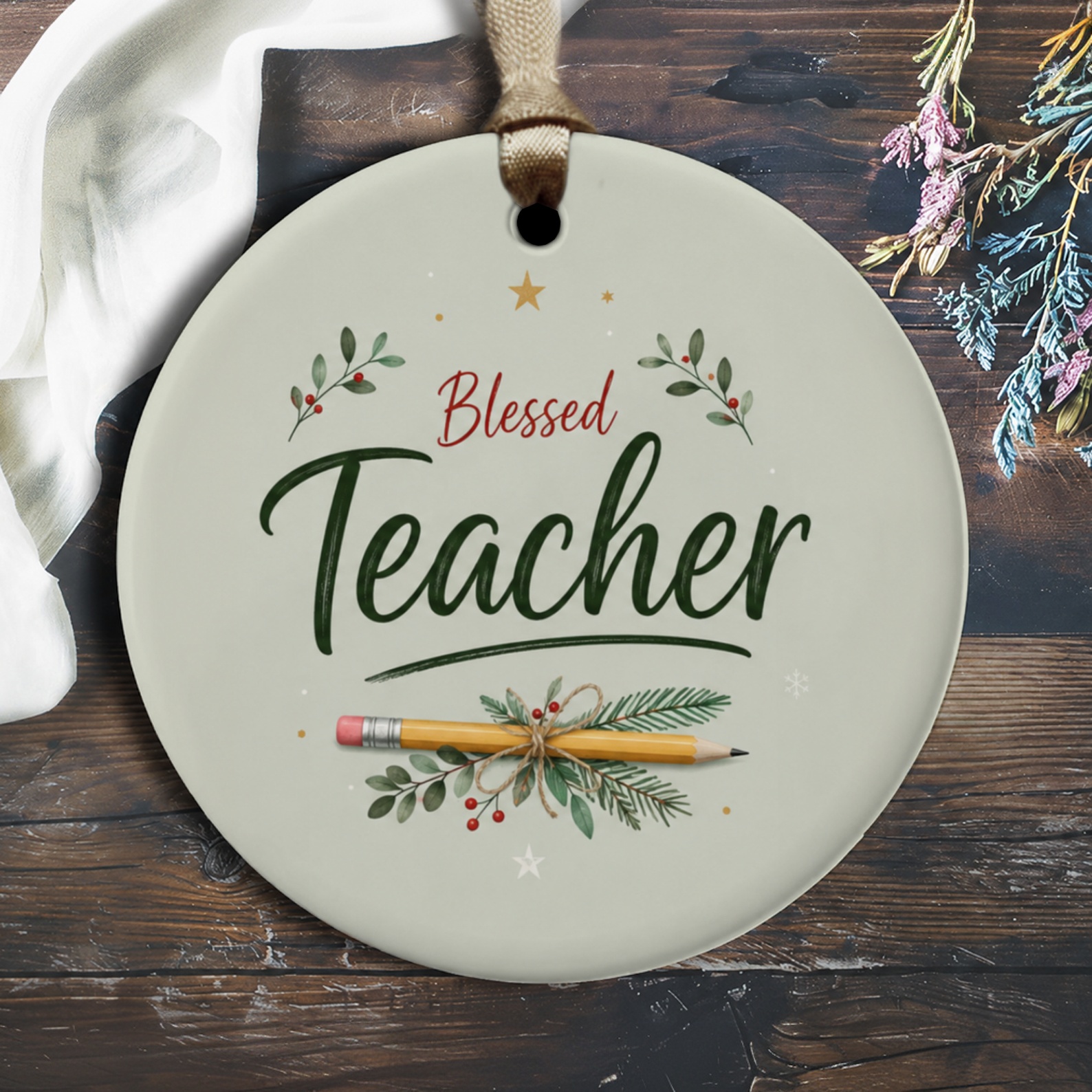 Blessed Teacher Ornament Teacher Appreciation Gift Holiday Ornament Christmas Gift For Teacher Classroom Decor O2201