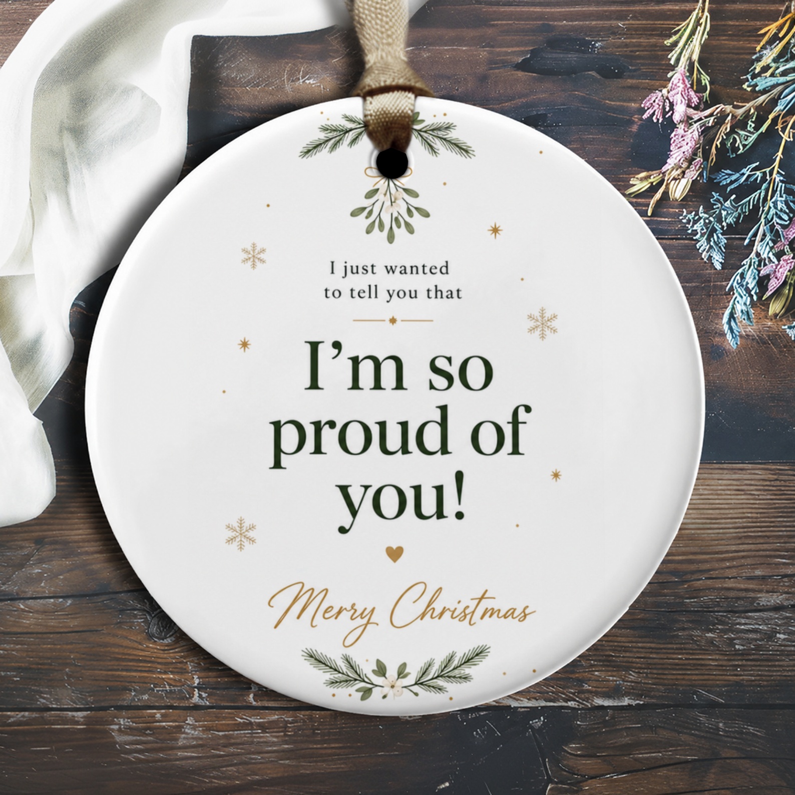 I'm So Proud Of You Merry Christmas Ornament Holiday Decoration Festive Gift Inspirational Message Keepsake O2208