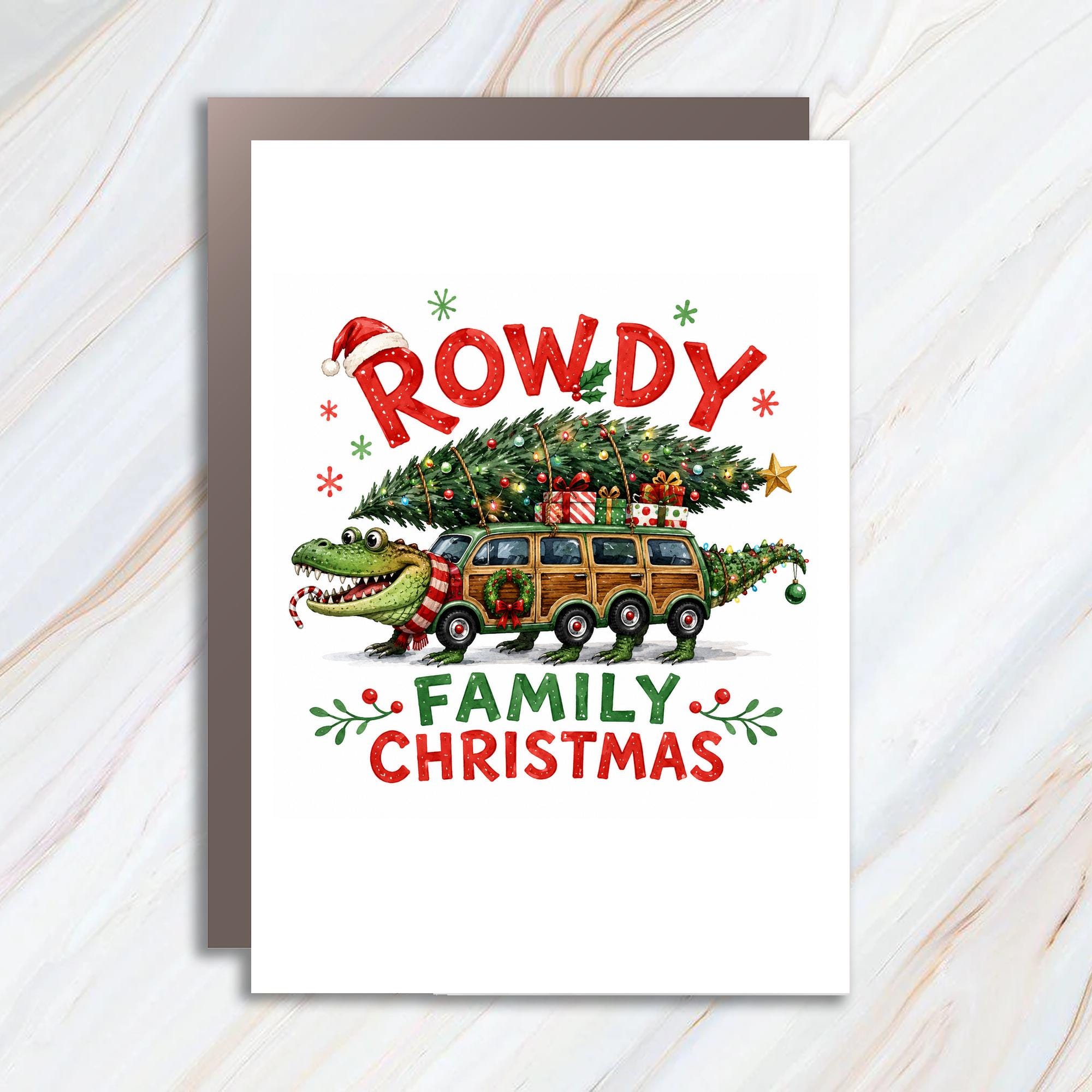Rowdy Family Christmas Funny Christmas Card Crocodile Holiday Greeting Card For Family Friends Cute Animal Xmas Card C1511