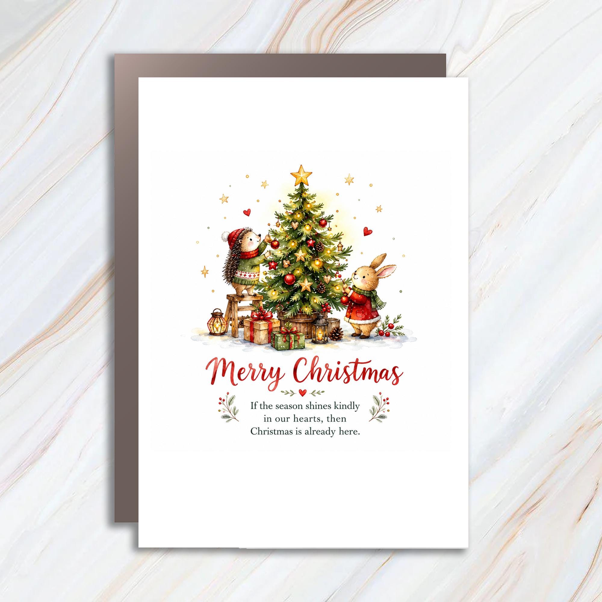 Merry Christmas Cute Animal Christmas Card Festive Holiday Greeting Card Woodland Creatures Xmas Card For Family Friends C1521
