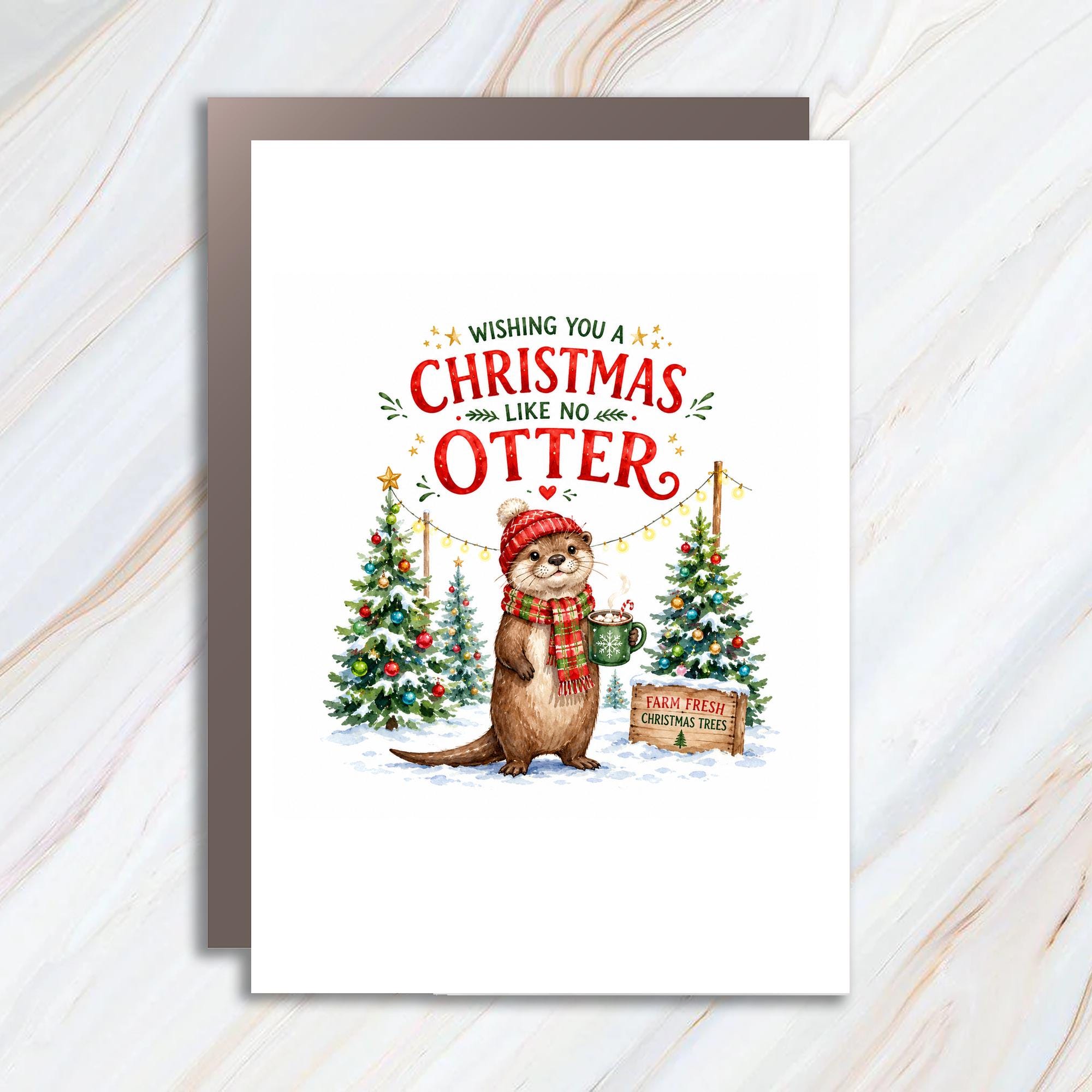 Wishing You A Christmas Like No Otter Cute Christmas Card Otter Holiday Greeting Card For Animal Lover Festive Winter Card C1525