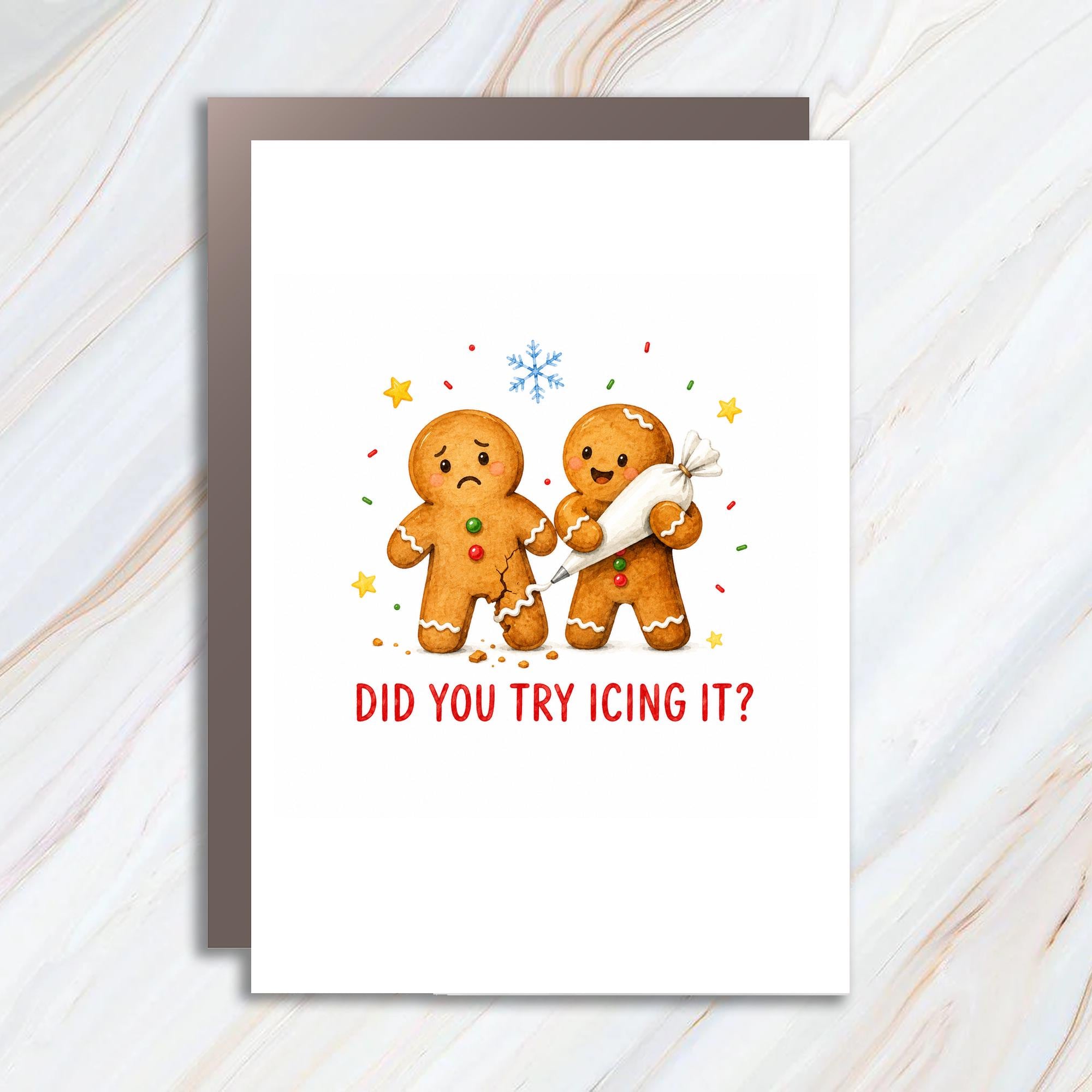 Did You Try Icing It? Funny Christmas Card Gingerbread Cookies Holiday Greeting Card Cute Festive Card For Friends Family C1546
