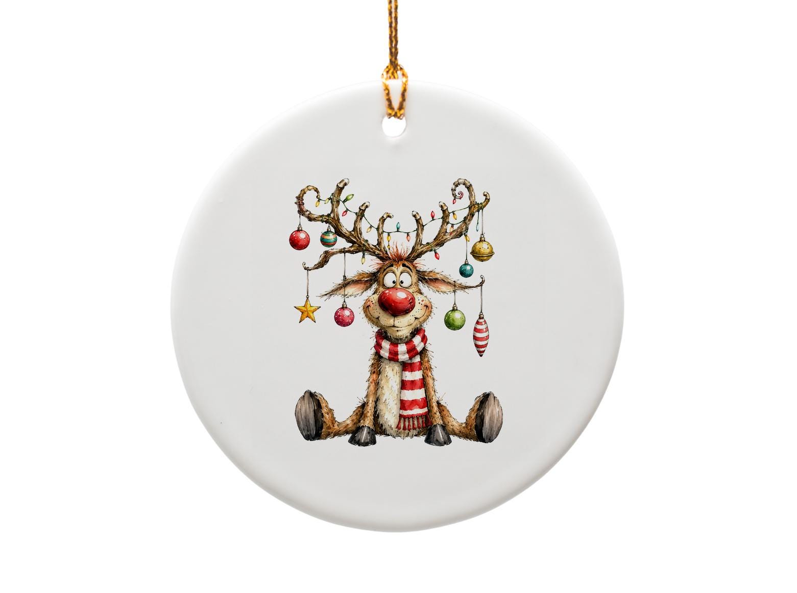 Reindeer Ornament Christmas Decor Cute Holiday Decoration Festive Antlers With Baubles Winter Home Decor Gift Idea O1517