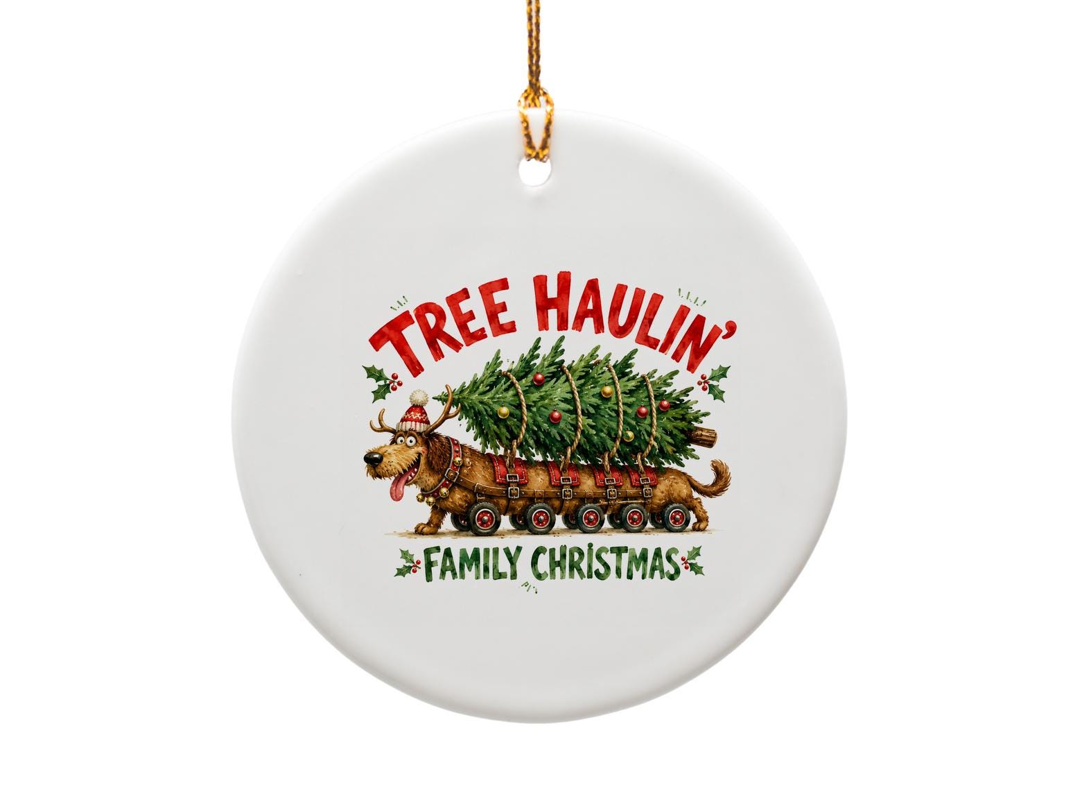 Tree Haulin' Family Christmas Ornament Funny Dog With Tree Holiday Decor Cute Christmas Decoration Gift O1518