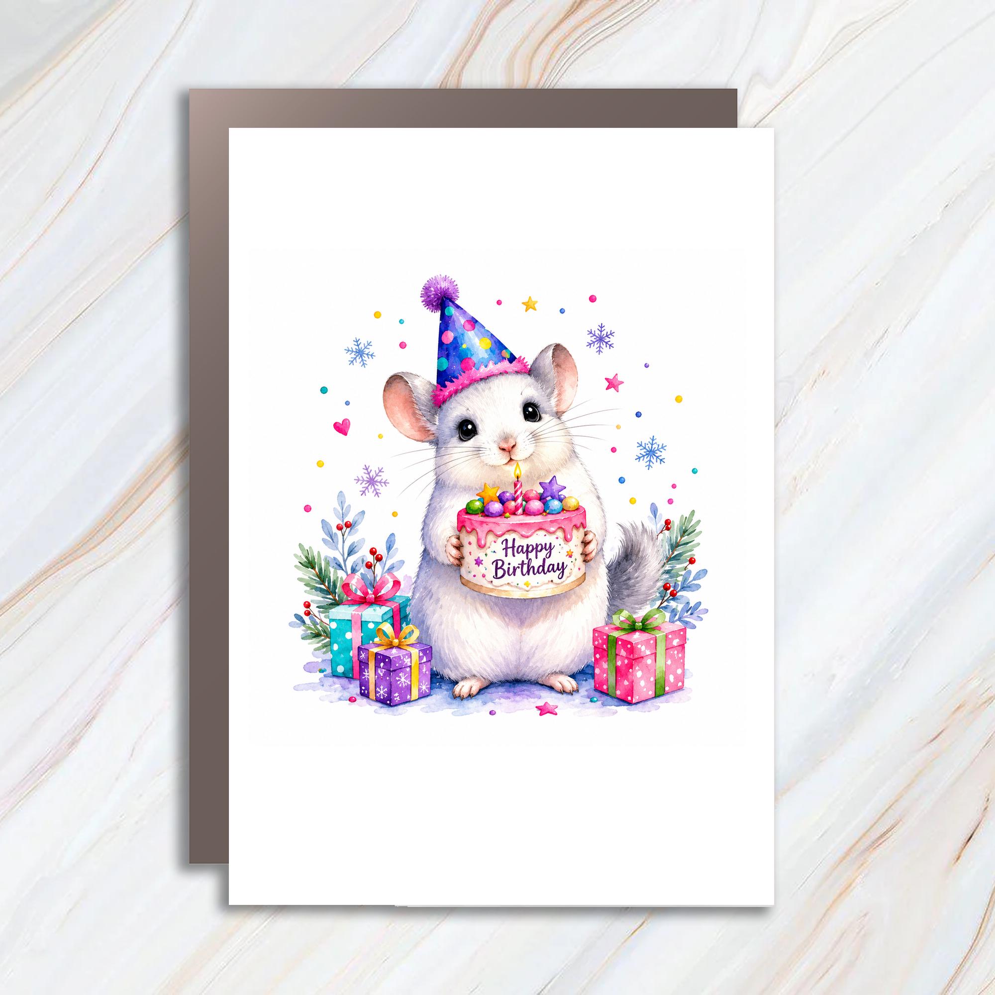 Happy Birthday Cute Mouse Card Birthday Card For Kids Animal Lover Adorable Greeting Card With Cake And Gifts C1538