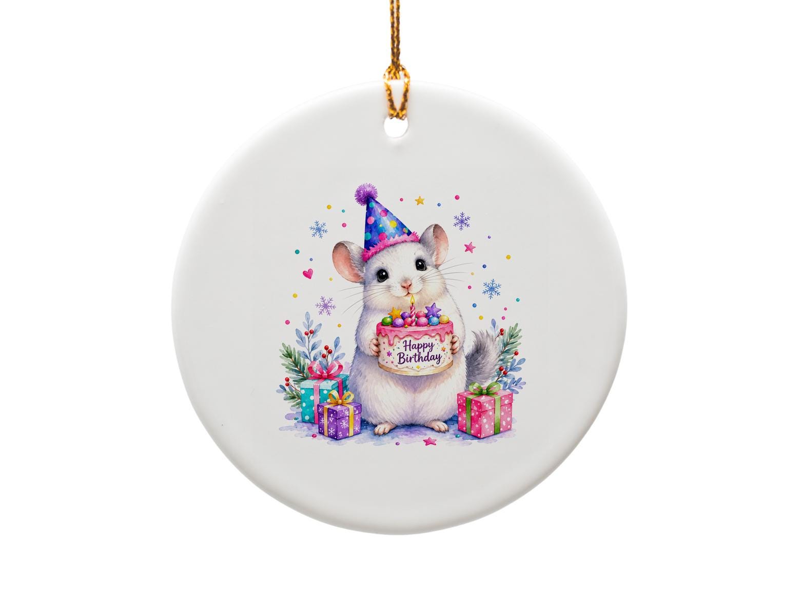Happy Birthday Cute Mouse Ornament Birthday Celebration Gift For Animal Lover Adorable Party Decor Keepsake O1538