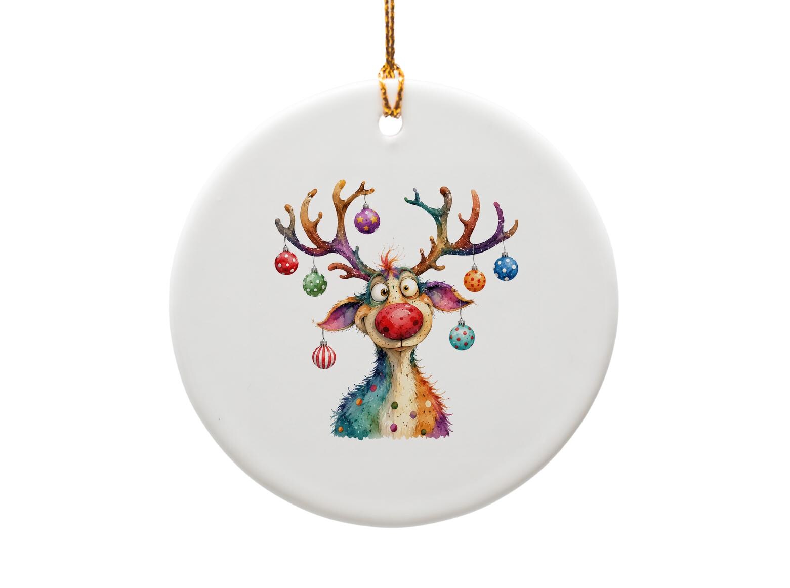 Colorful Reindeer Ornament Christmas Decoration Festive Holiday Decor Cute Animal Bauble Gift For Her Him Kids O1510