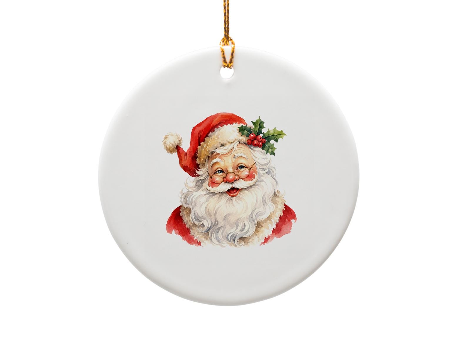 Santa Claus Watercolor Christmas Ornament Festive Holiday Decor Vintage Inspired Xmas Tree Decoration For Home O1549