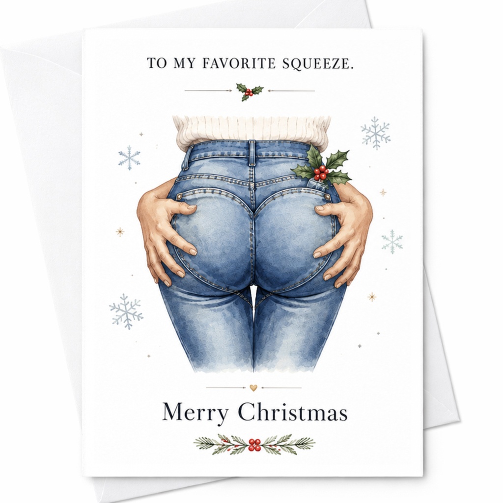To My Favorite Squeeze. Merry Christmas Funny Christmas Card For Partner Cute Holiday Greeting Card Romantic Xmas Card For Him Her C6511