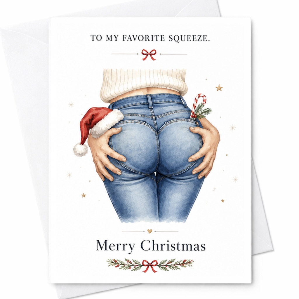 To My Favorite Squeeze. Merry Christmas Funny Christmas Card Festive Greeting Card For Partner Cute Holiday Card C6512