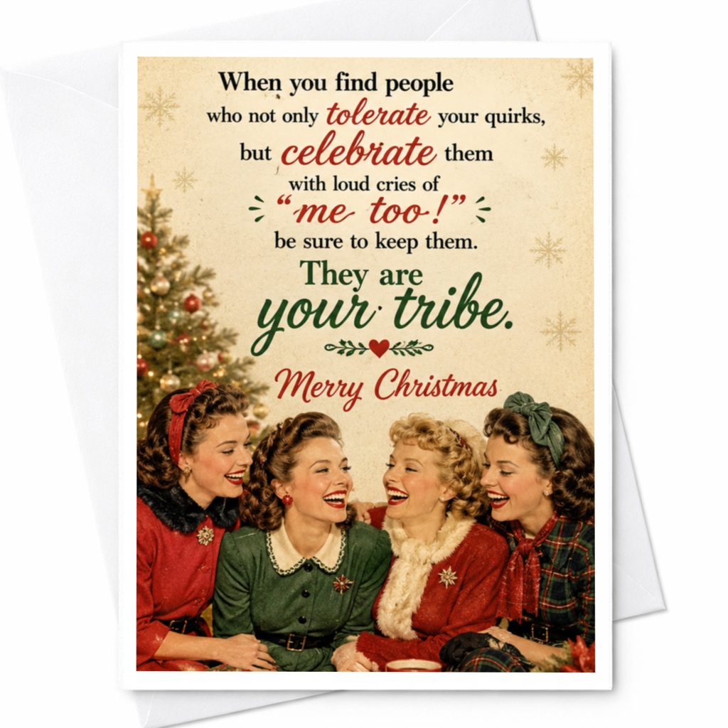 When You Find People Who Tolerate Your Quirks Christmas Card Vintage Style Holiday Card For Friends Family Celebrate Your Tribe C6523