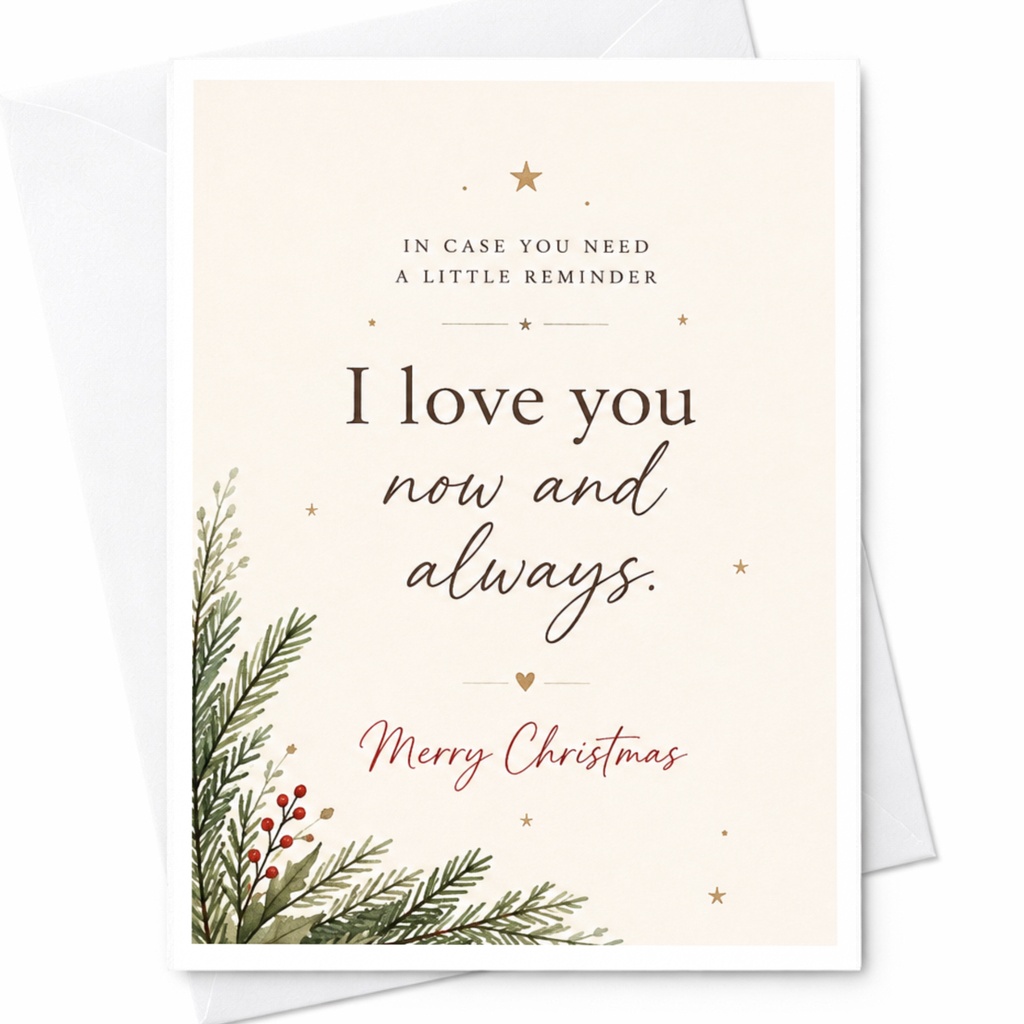 I Love You Now And Always Merry Christmas Card Romantic Holiday Greeting Card For Partner Cute Festive Card For Him Her C6535