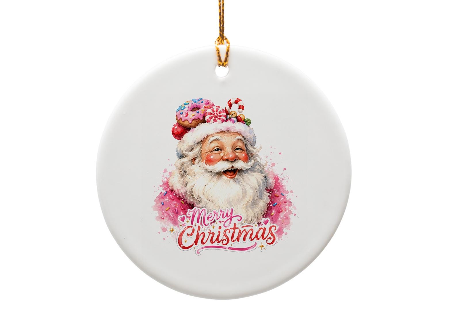 Merry Christmas Santa Ornament Festive Holiday Decor Cute Santa Claus With Candy And Donuts Christmas Tree Decoration O1540