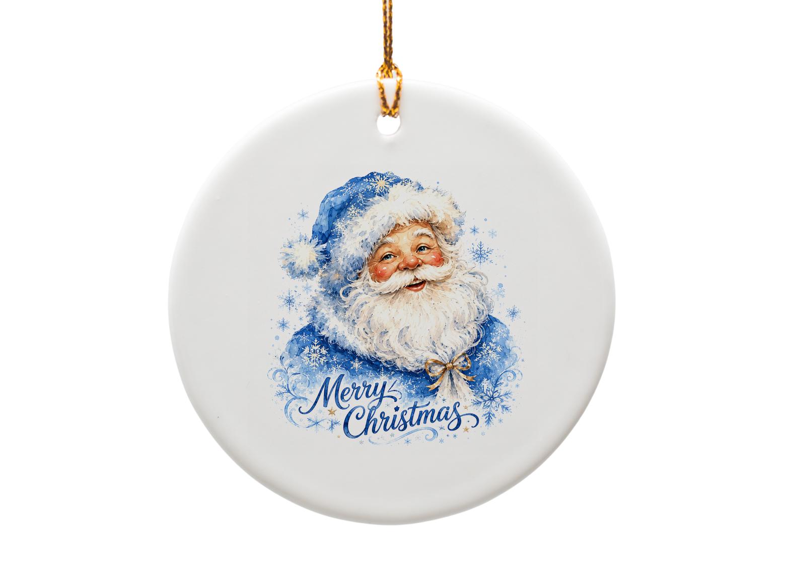 Merry Christmas Santa Claus Ornament Holiday Decor Blue Snowflakes Festive Christmas Tree Decoration Gift For Family O1541